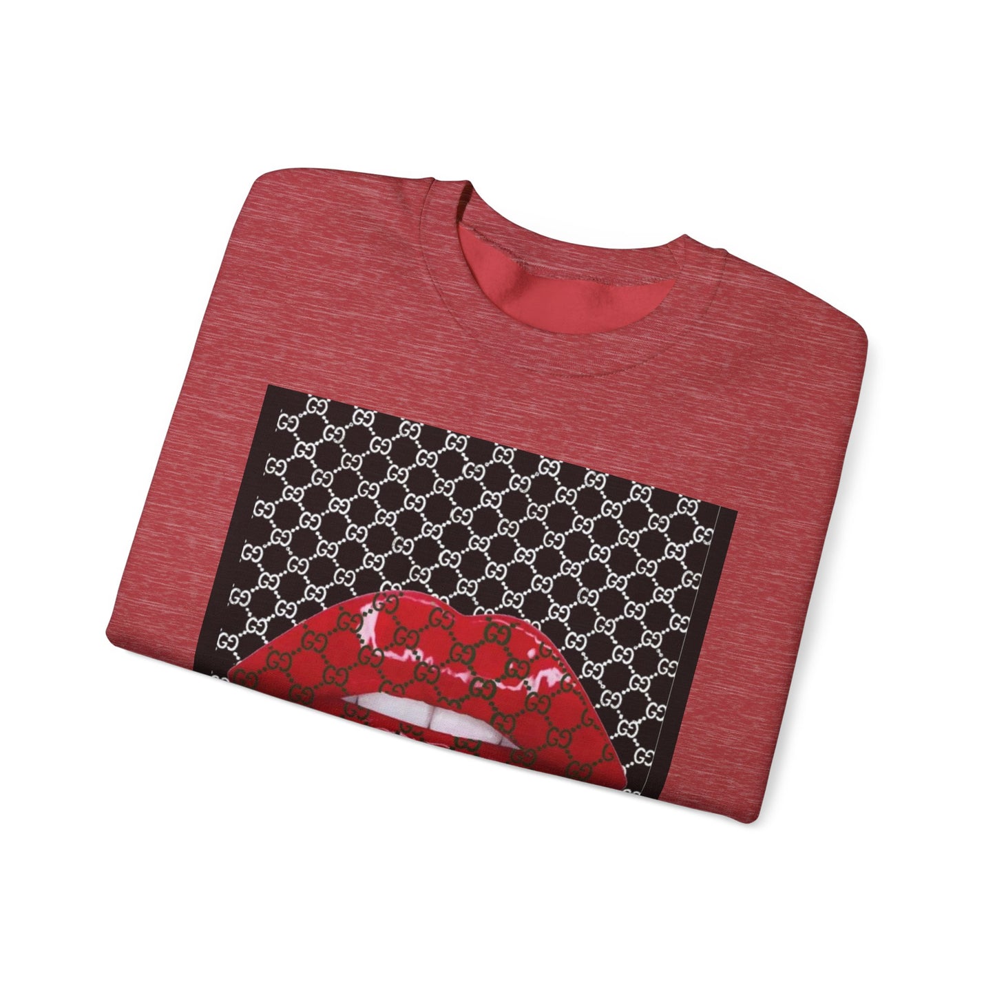 Trendy Unisex Graphic Crewneck Sweatshirt with Lip Design