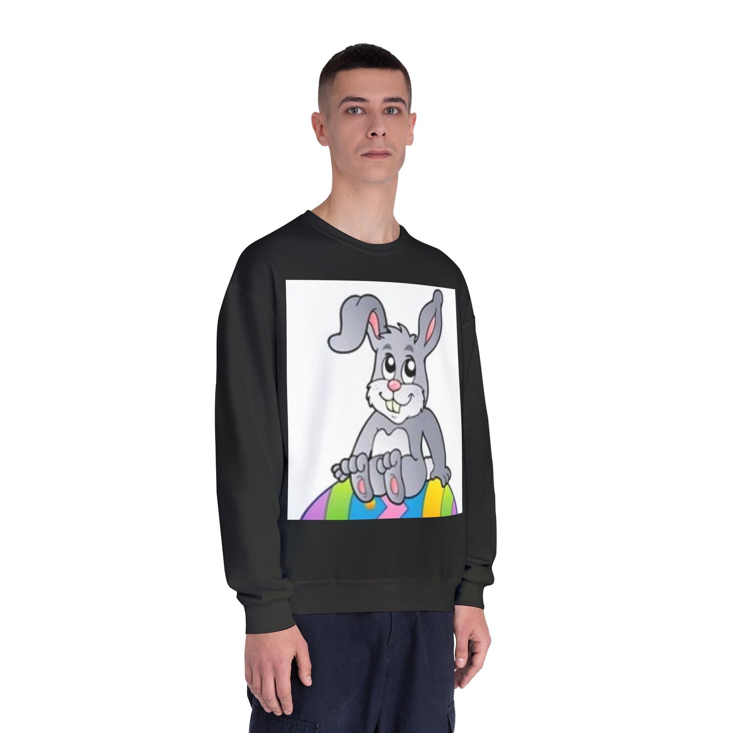 Cozy Rabbit Graphic Crewneck Sweatshirt - Perfect for Spring Celebrations