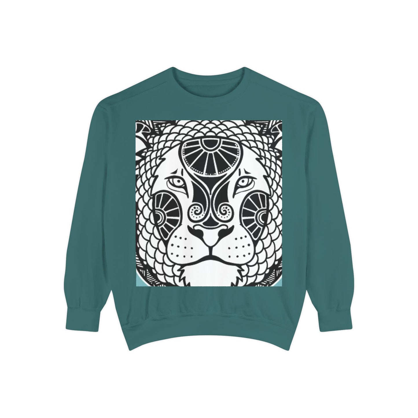 Bohemian Lion Unisex Garment-Dyed Sweatshirt - Cozy & Stylish Animal Graphic Tee for Nature Lovers