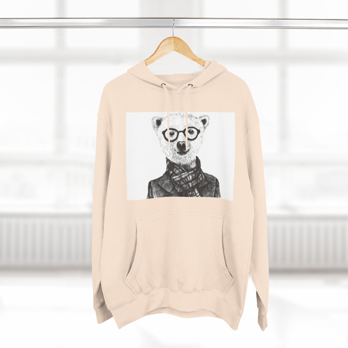 Cute Polar Bear Hoodie - Cozy Fleece with Glasses Design