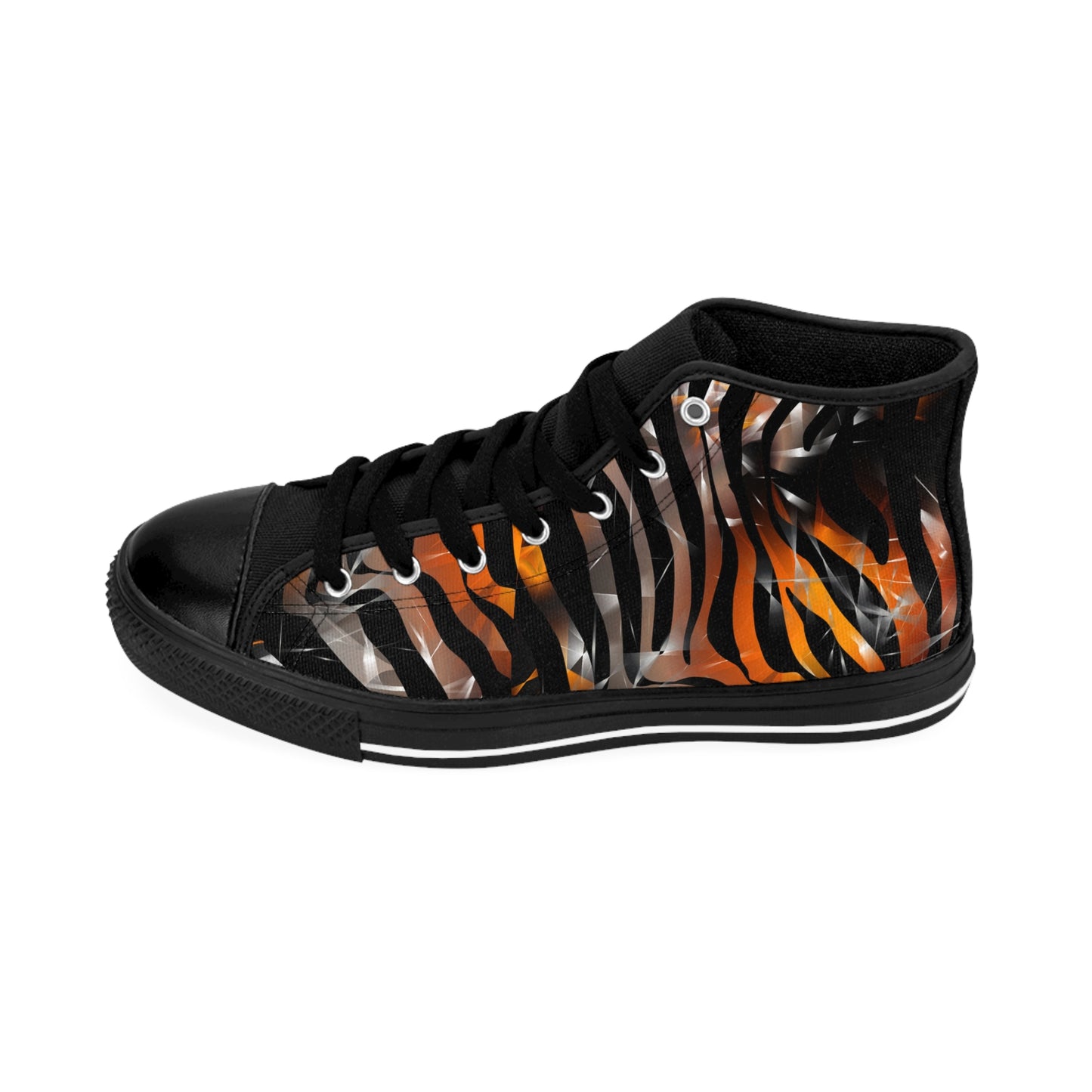 Stylish High-Top Sneakers with Bold Tiger Stripe Design