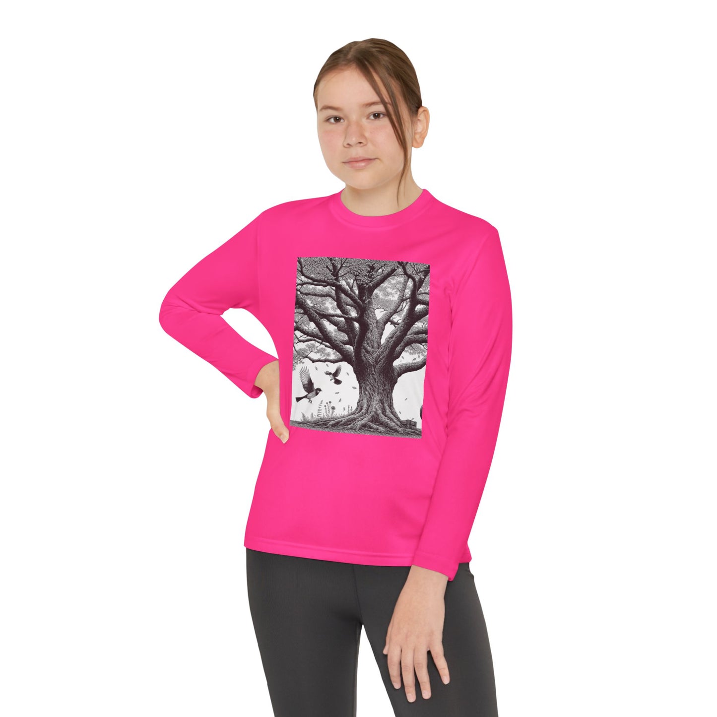 Youth Long Sleeve Tree Graphic Tee - Nature Inspired Design
