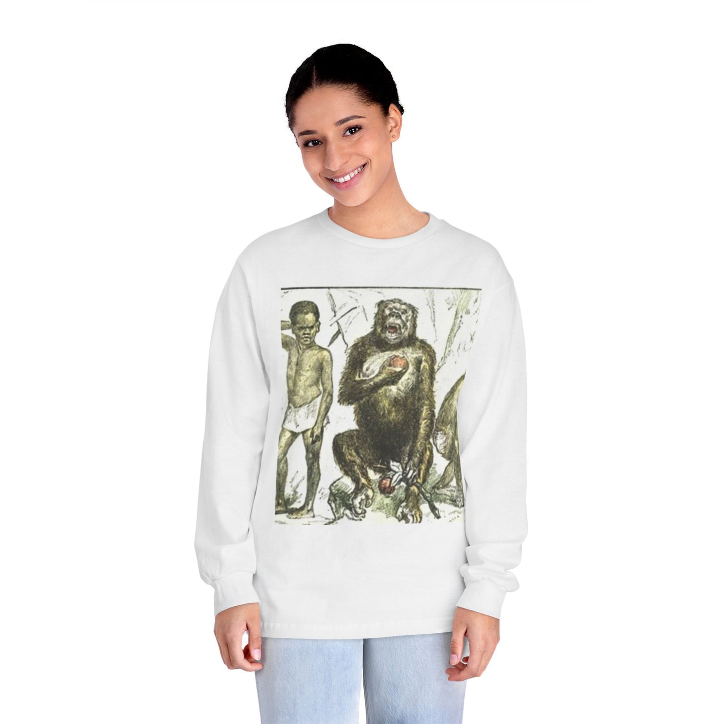 Artistic Long Sleeve T-Shirt - Unique Vintage Animal Illustration