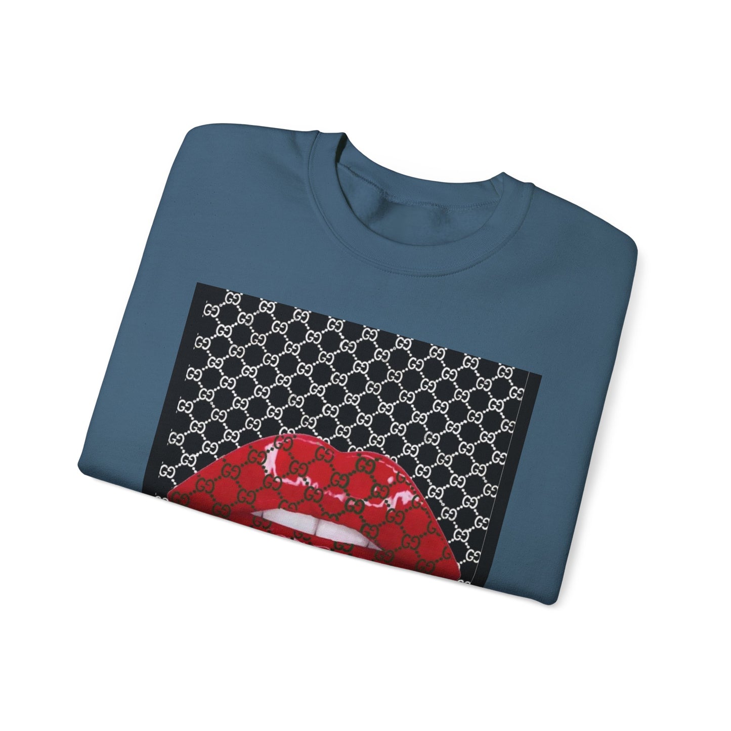 Trendy Unisex Graphic Crewneck Sweatshirt with Lip Design