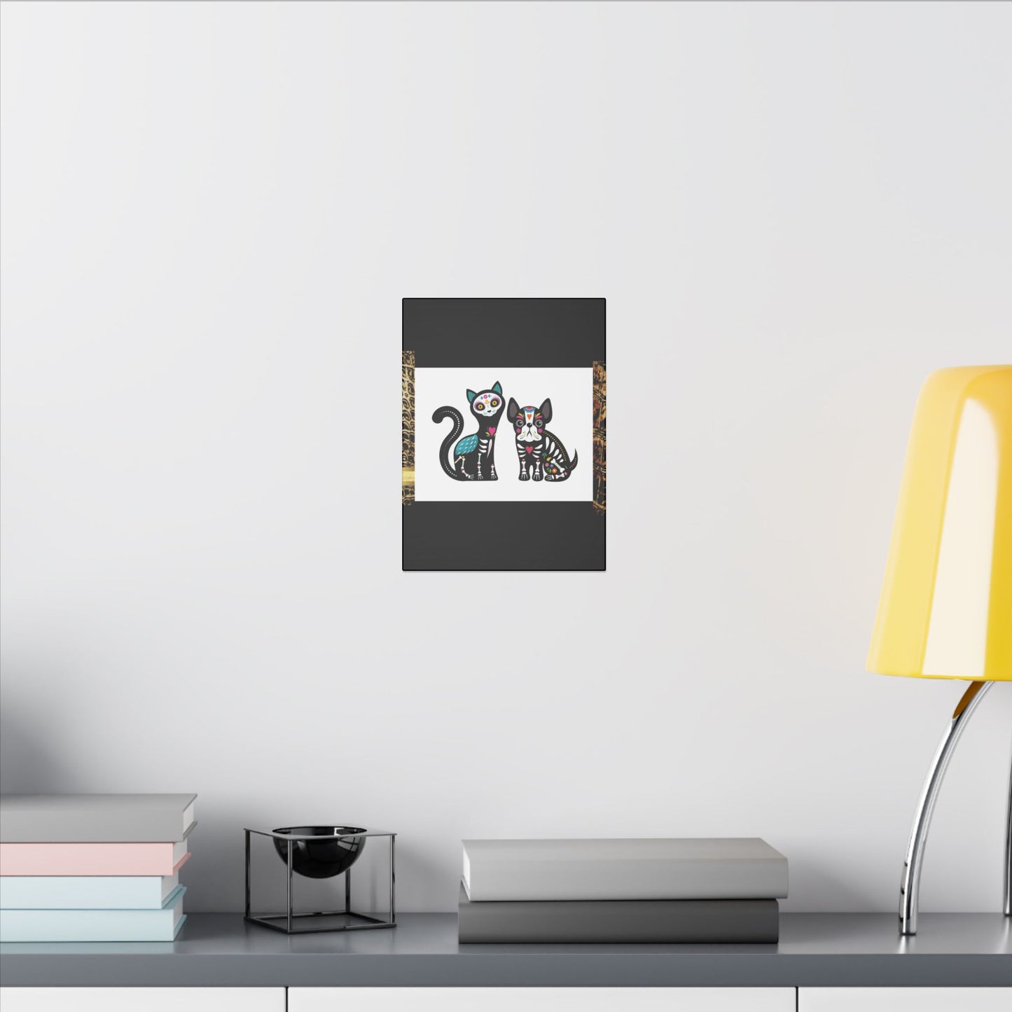 Day of the Dead Pet Canvas Art - Colorful Cat and Dog Wall Decor