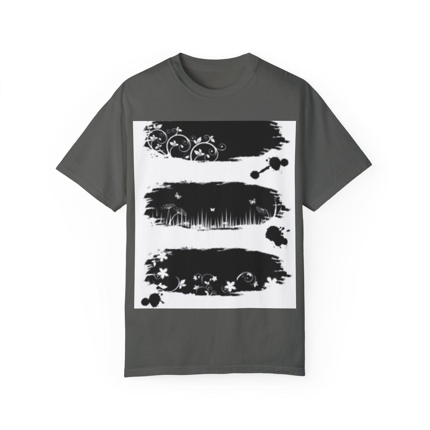 Artistic Unisex Garment-Dyed T-Shirt with Floral Design