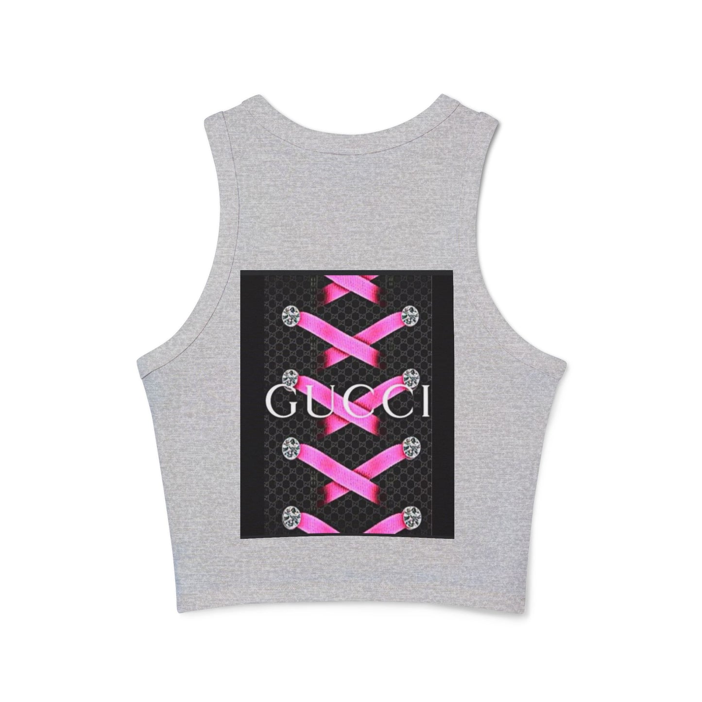 Stylish Women's Micro Rib Racer Tank Top with Pink Laces Design