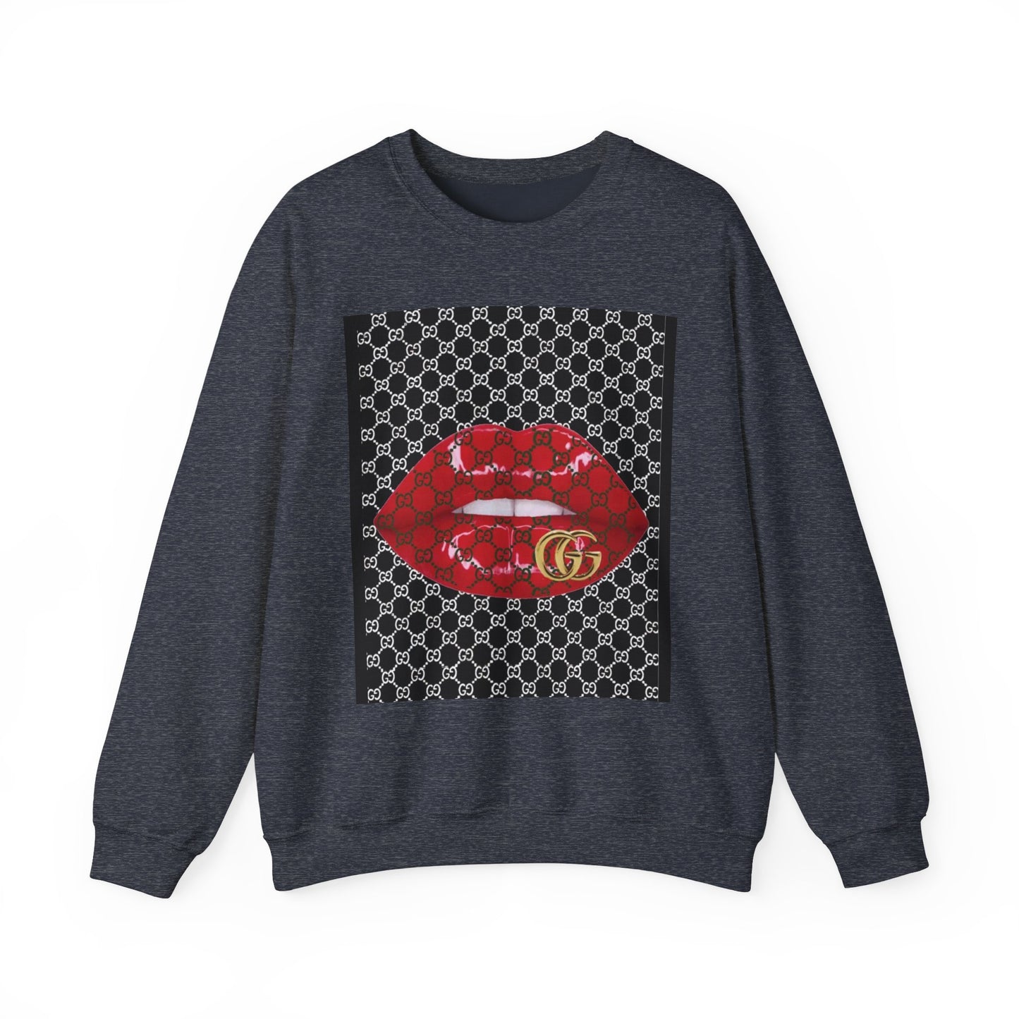 Trendy Unisex Graphic Crewneck Sweatshirt with Lip Design