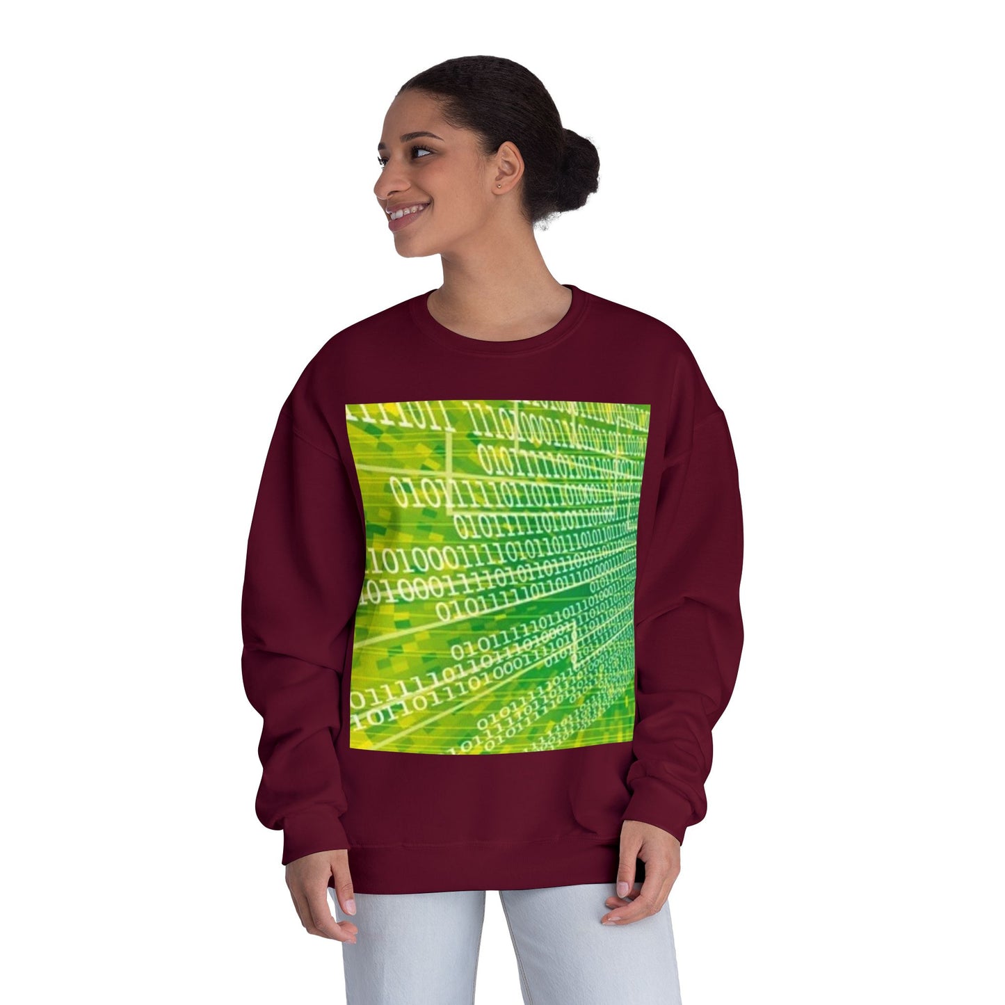 Binary Code Inspired Unisex Crewneck Sweatshirt - Tech Vibe for Cyber Enthusiasts