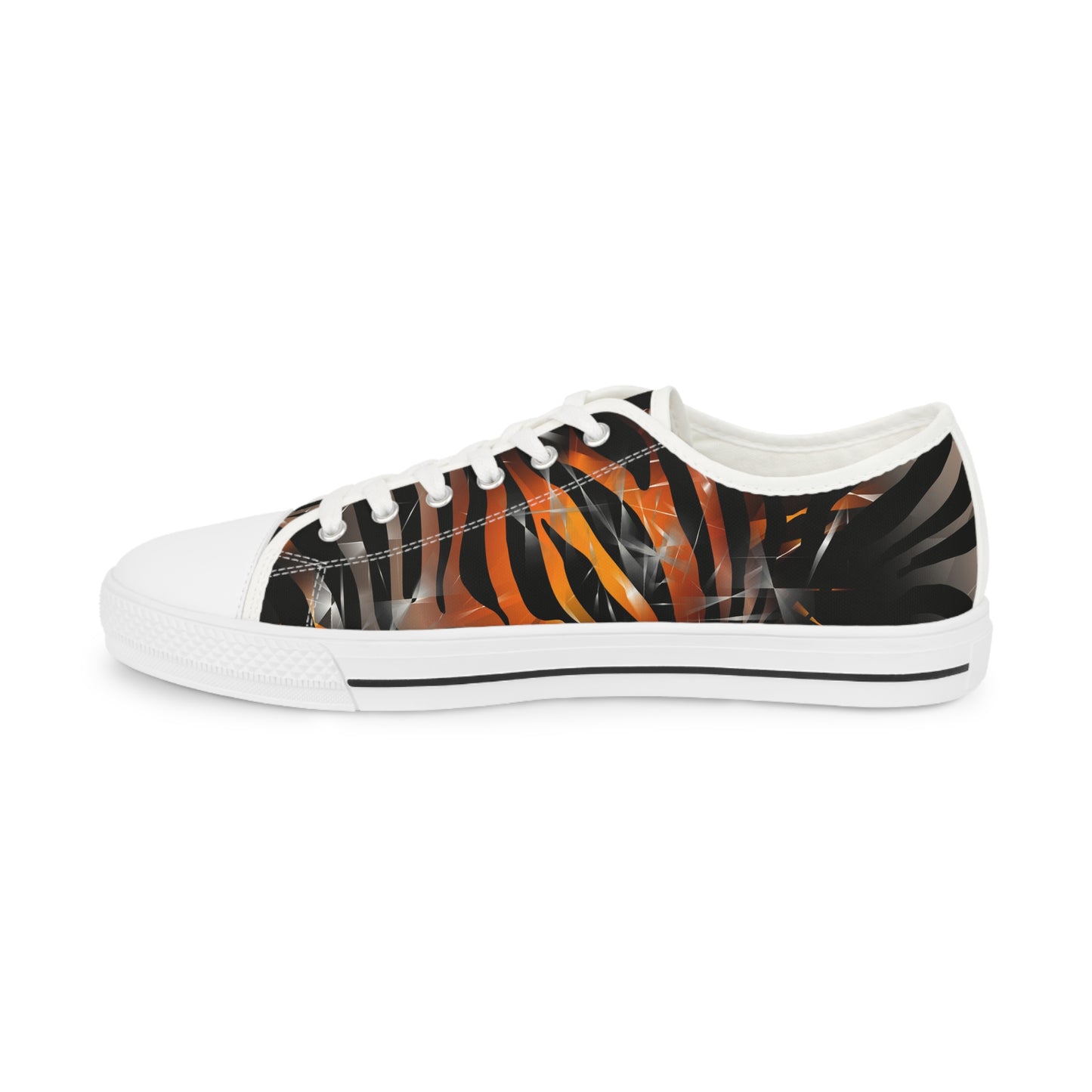 Stylish Men's Low Top Sneakers with Bold Orange and Black Design