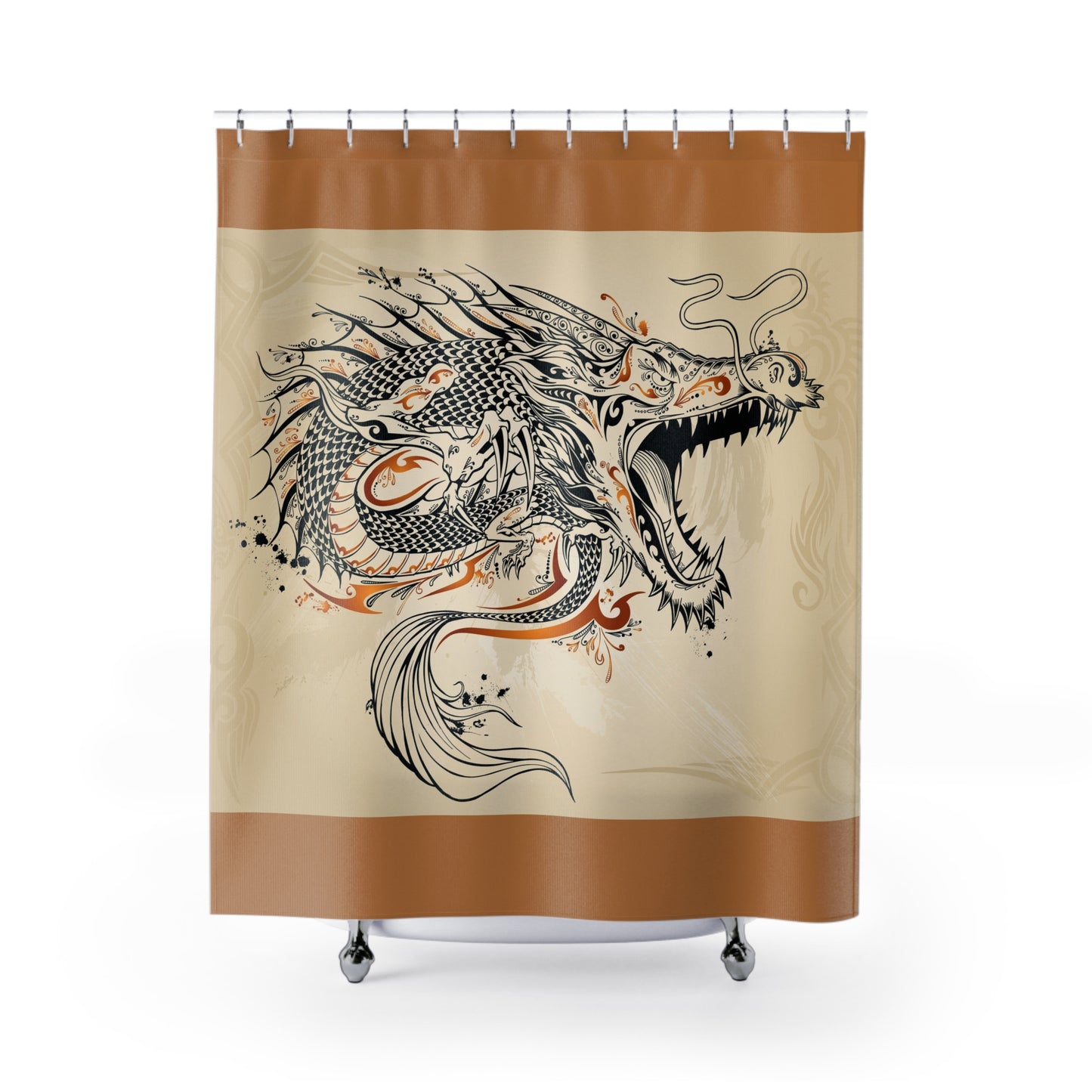 Dragon-Inspired Art Shower Curtain - Bold & Elegant Bath Decor