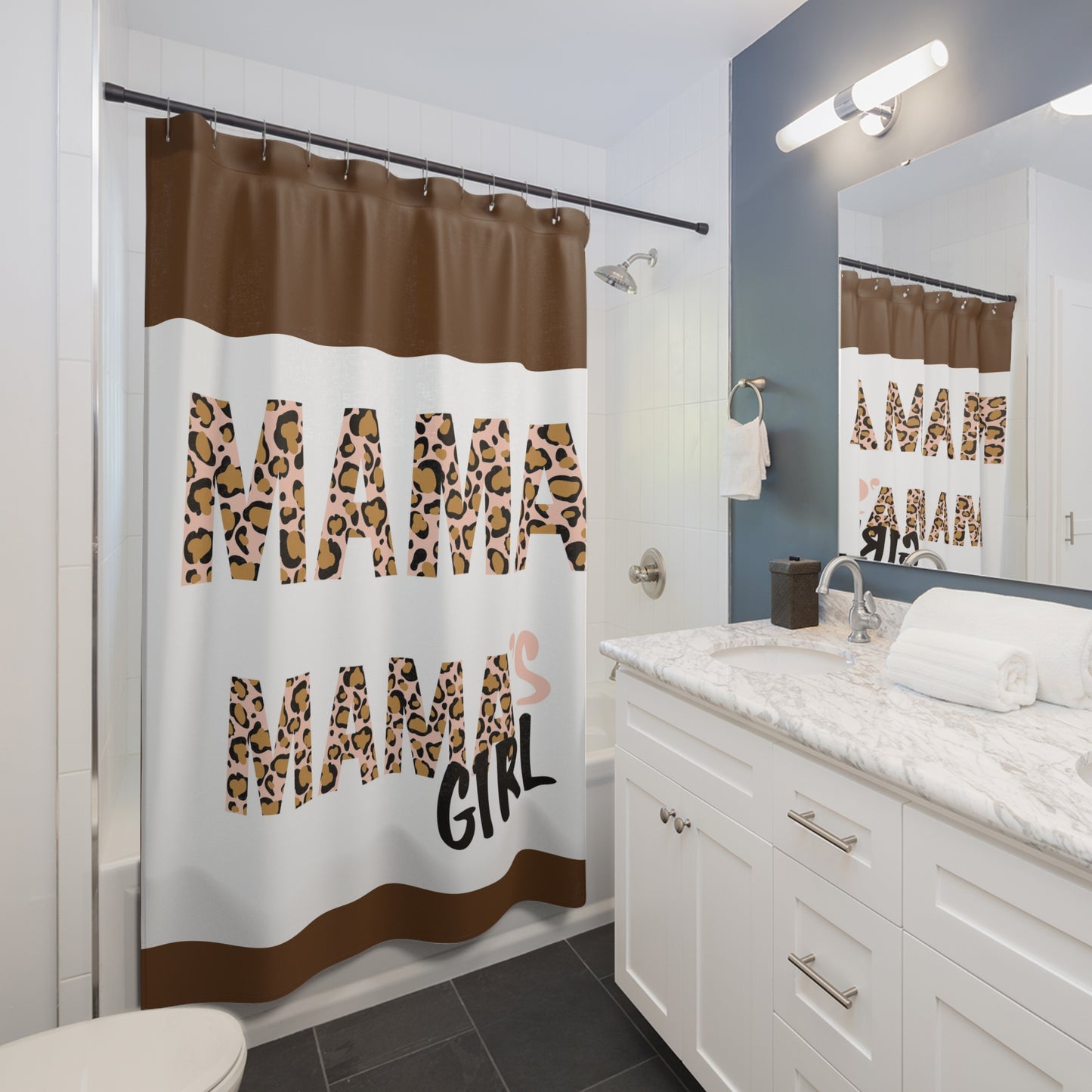 Mama's Girl Leopard Print Shower Curtain - Stylish Home Décor for Moms