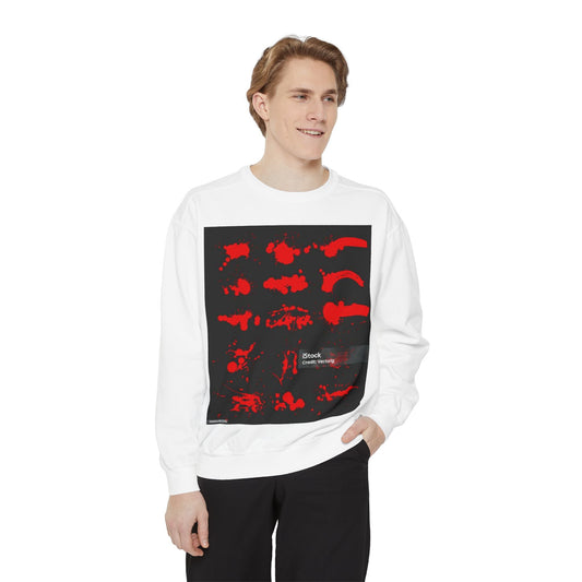 Artistic Red Splatter Sweatshirt - Unisex Garment-Dyed Style