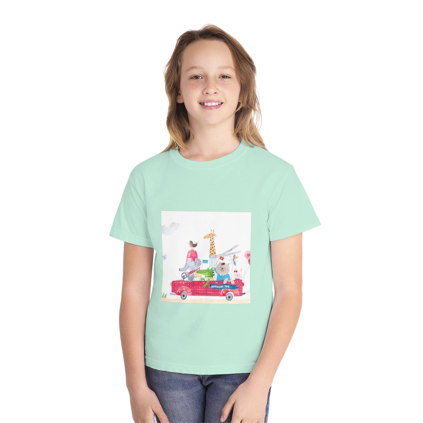 Fun Animal Adventure Youth Midweight Tee - Colorful Kids Tee for Playtime