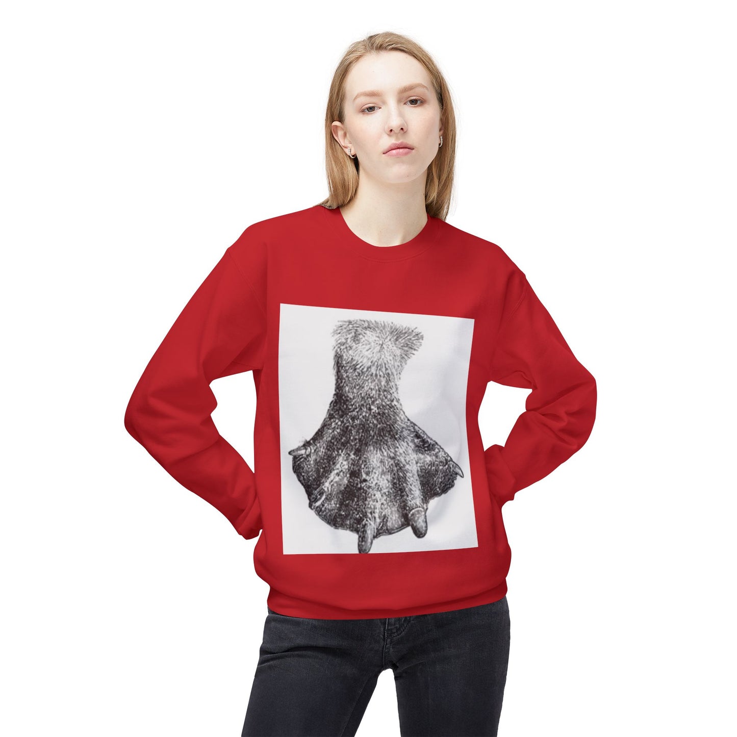 Artistic Fleece Crewneck Sweatshirt with Unique Dress Design