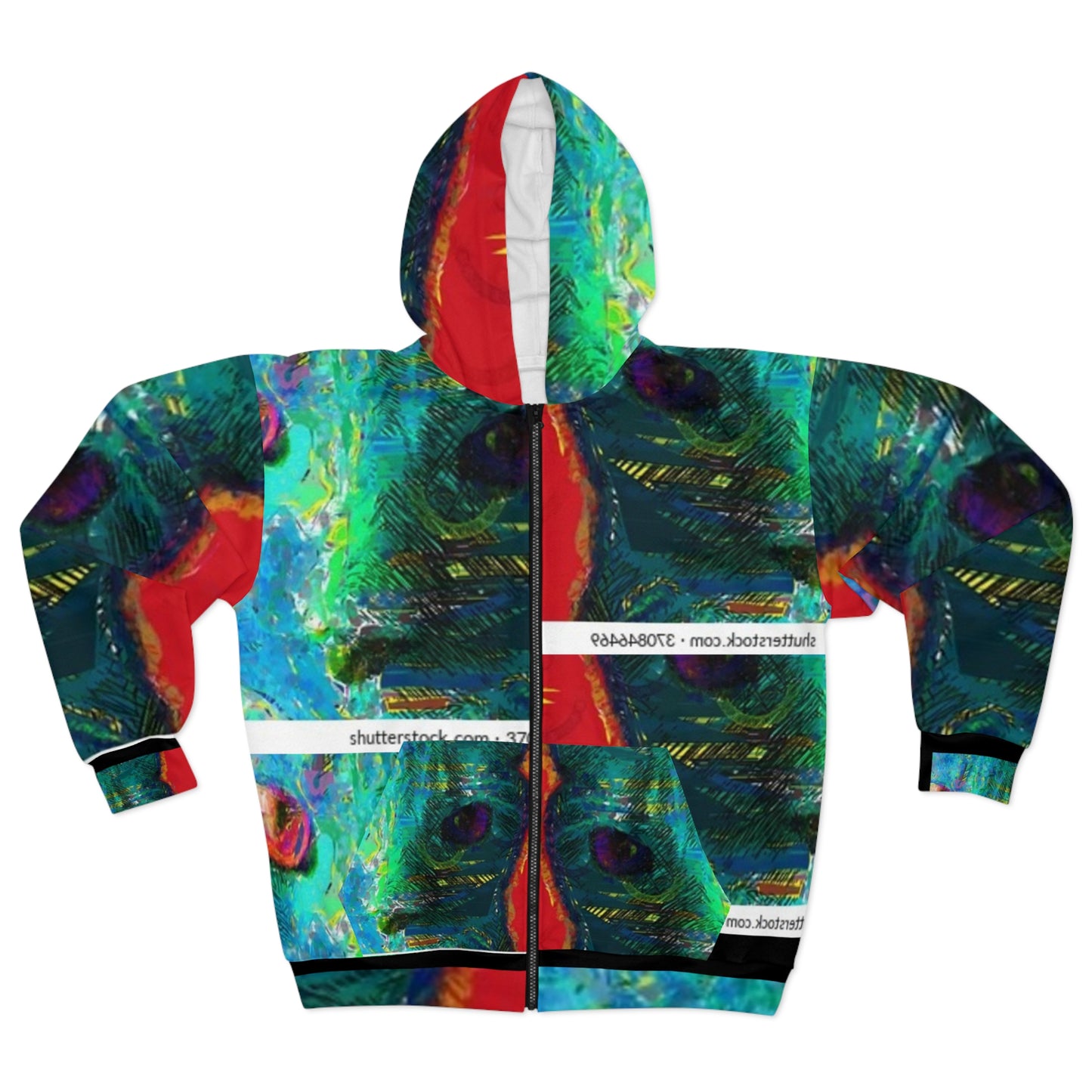 Vibrant Unisex Zip Hoodie with Abstract Art Design