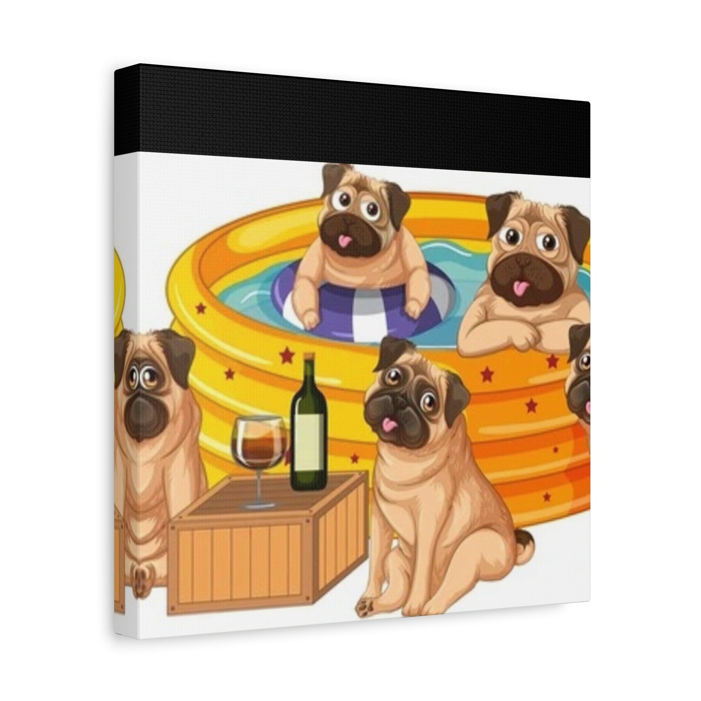 Pug Pool Party Canvas Art - Fun Pet Decor