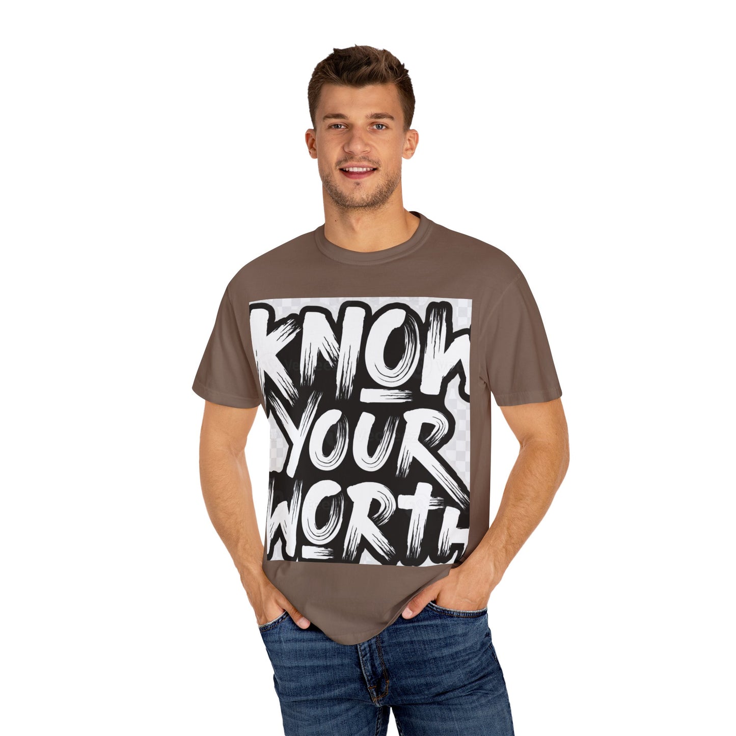 Know Your Worth Unisex Garment-Dyed T-Shirt