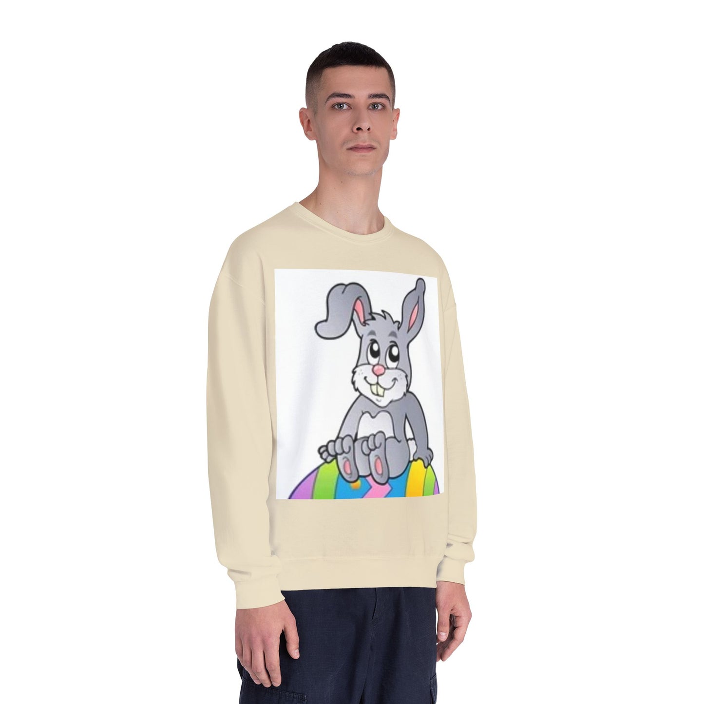 Cozy Rabbit Graphic Crewneck Sweatshirt - Perfect for Spring Celebrations