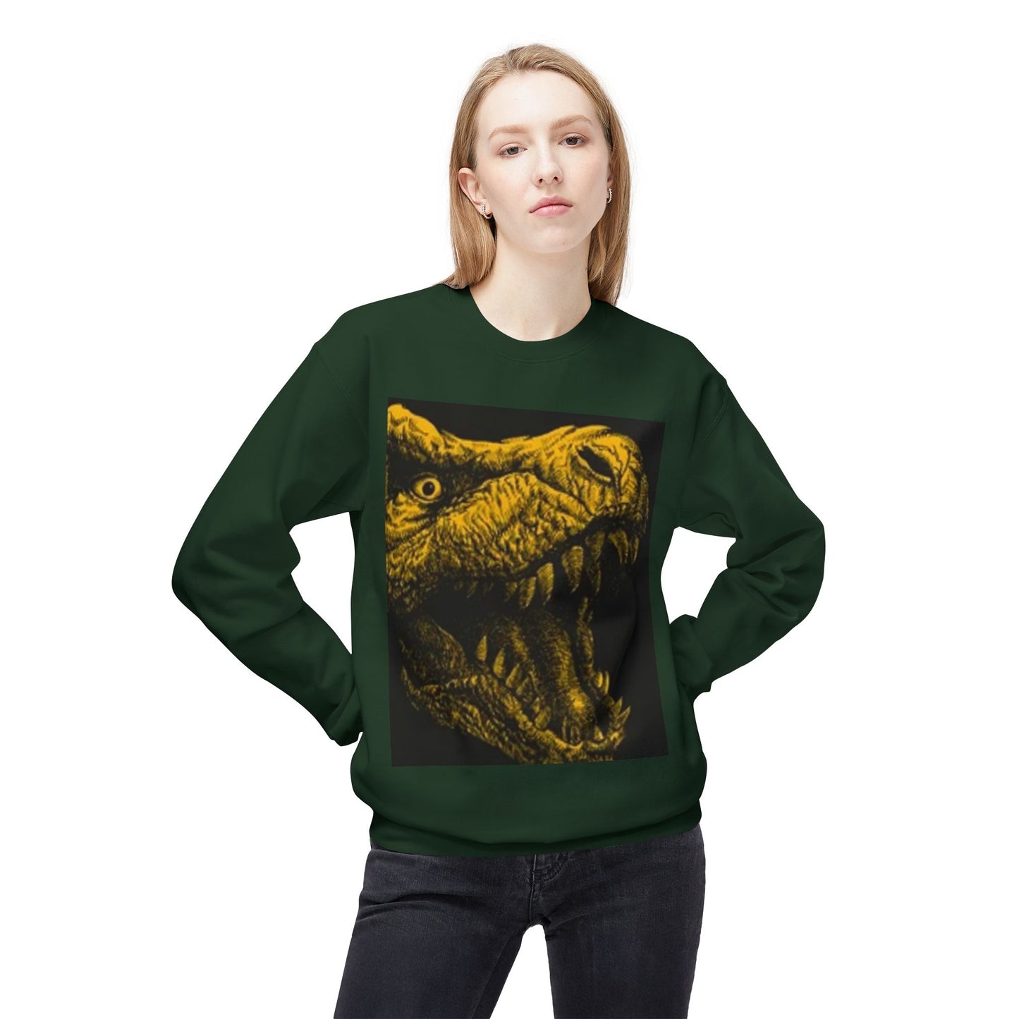 Unisex Dinosaur Graphic Sweatshirt - Cozy Midweight Crewneck