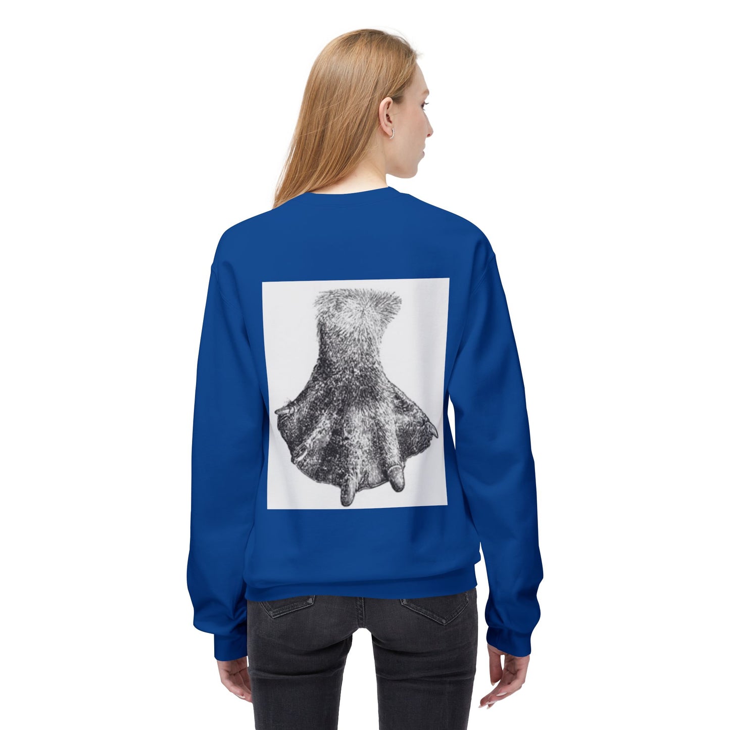 Artistic Fleece Crewneck Sweatshirt with Unique Dress Design