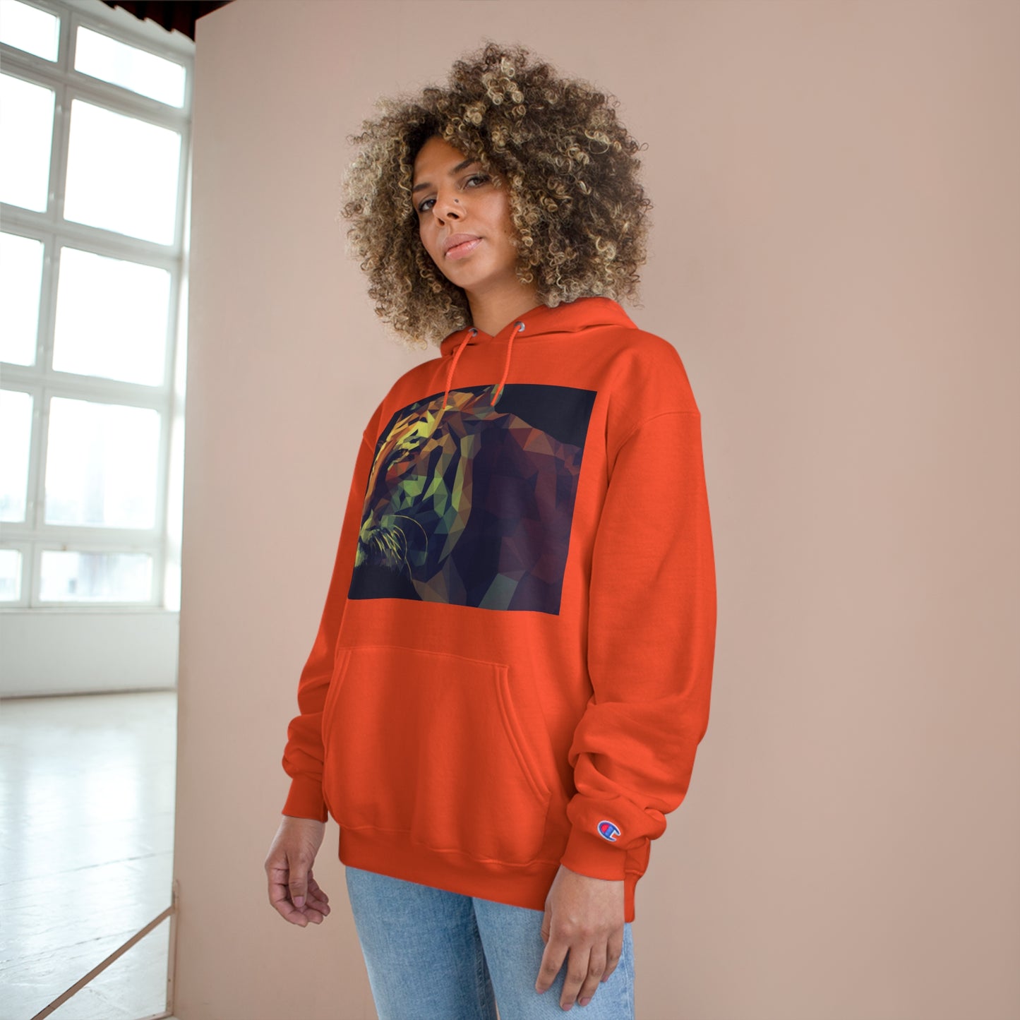 Champion Hoodie with Abstract Tiger Design - Perfect for Animal Lovers