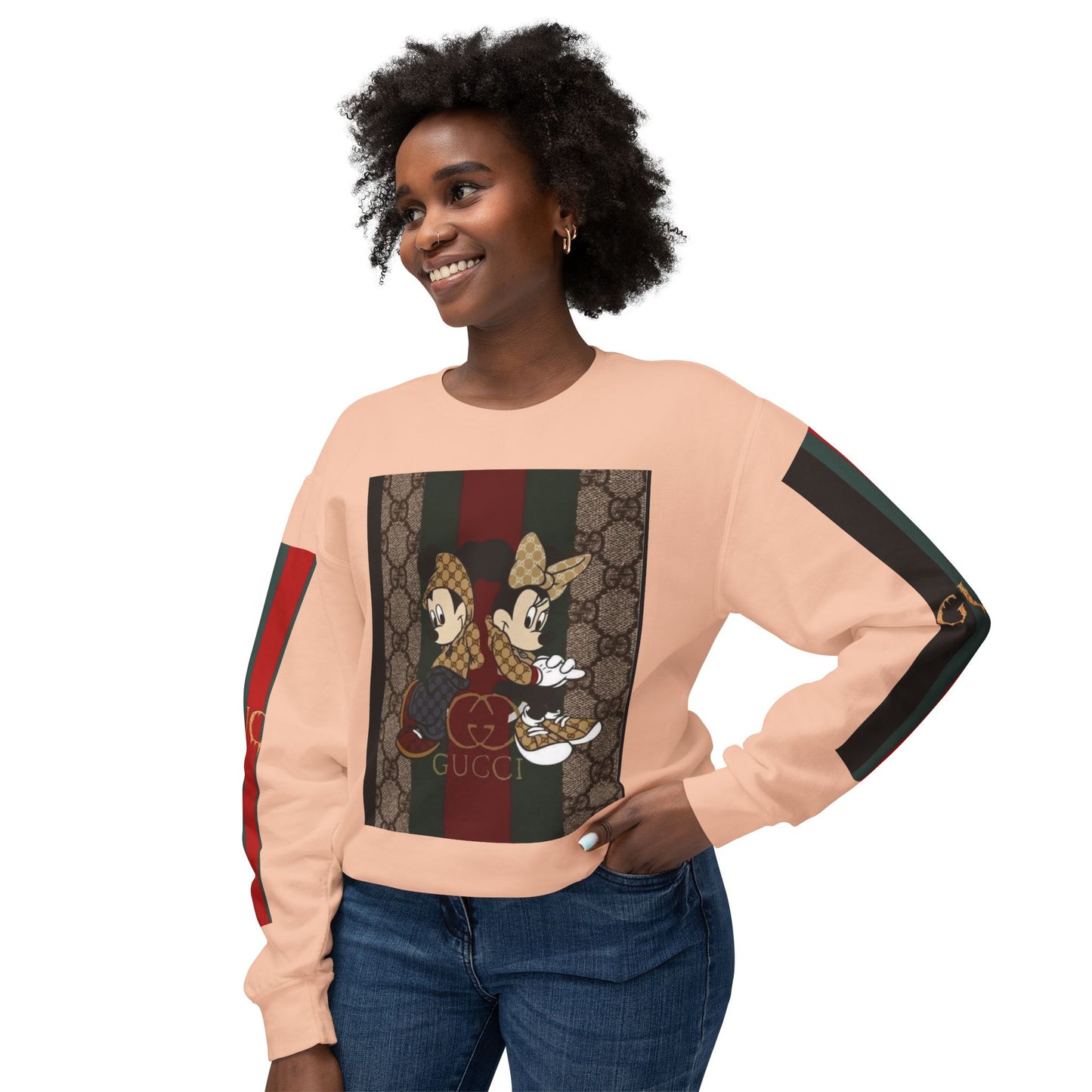 Gucci Inspired Unisex Crewneck Sweatshirt with Mickey & Minnie Design
