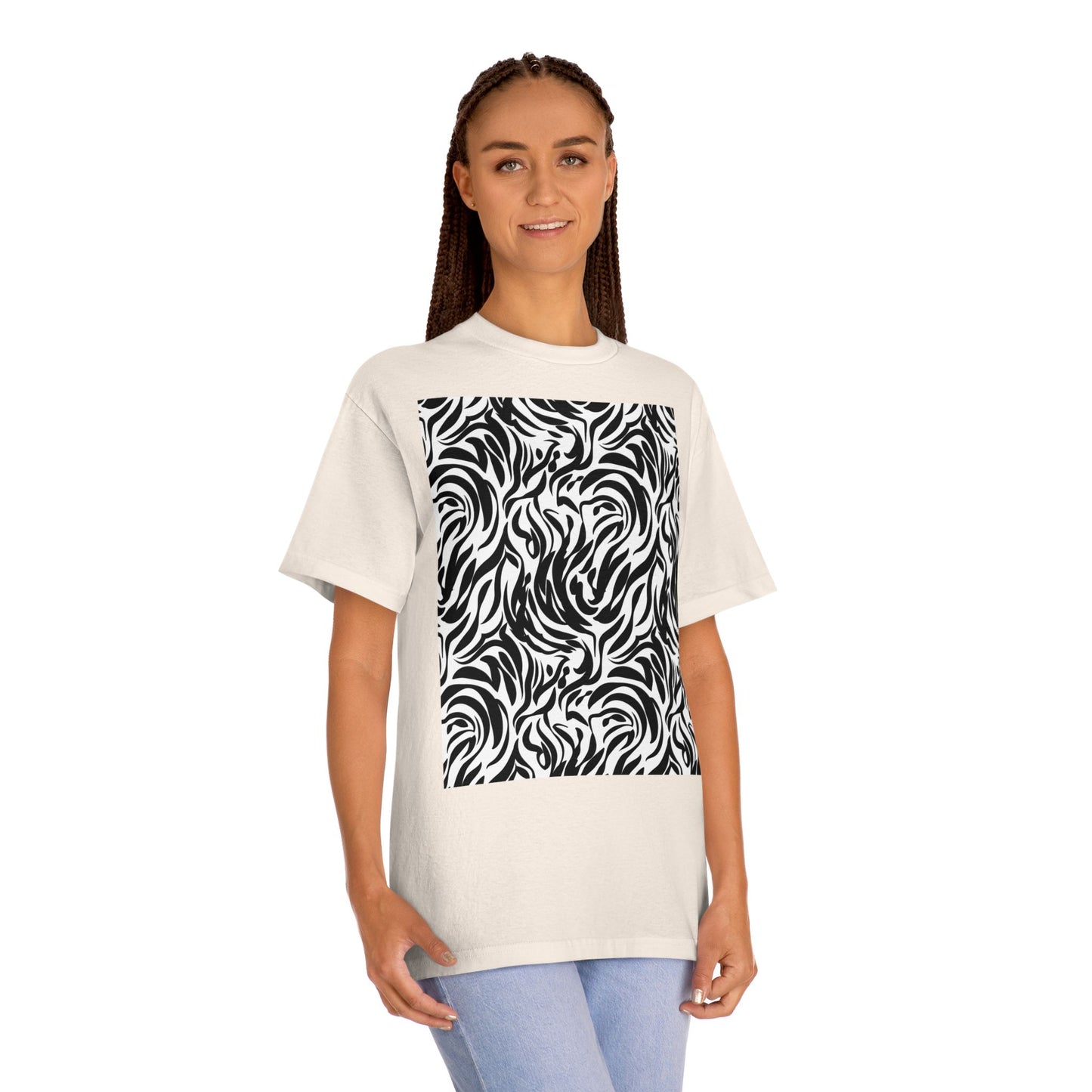 Black and White Abstract Waves Unisex Classic Tee