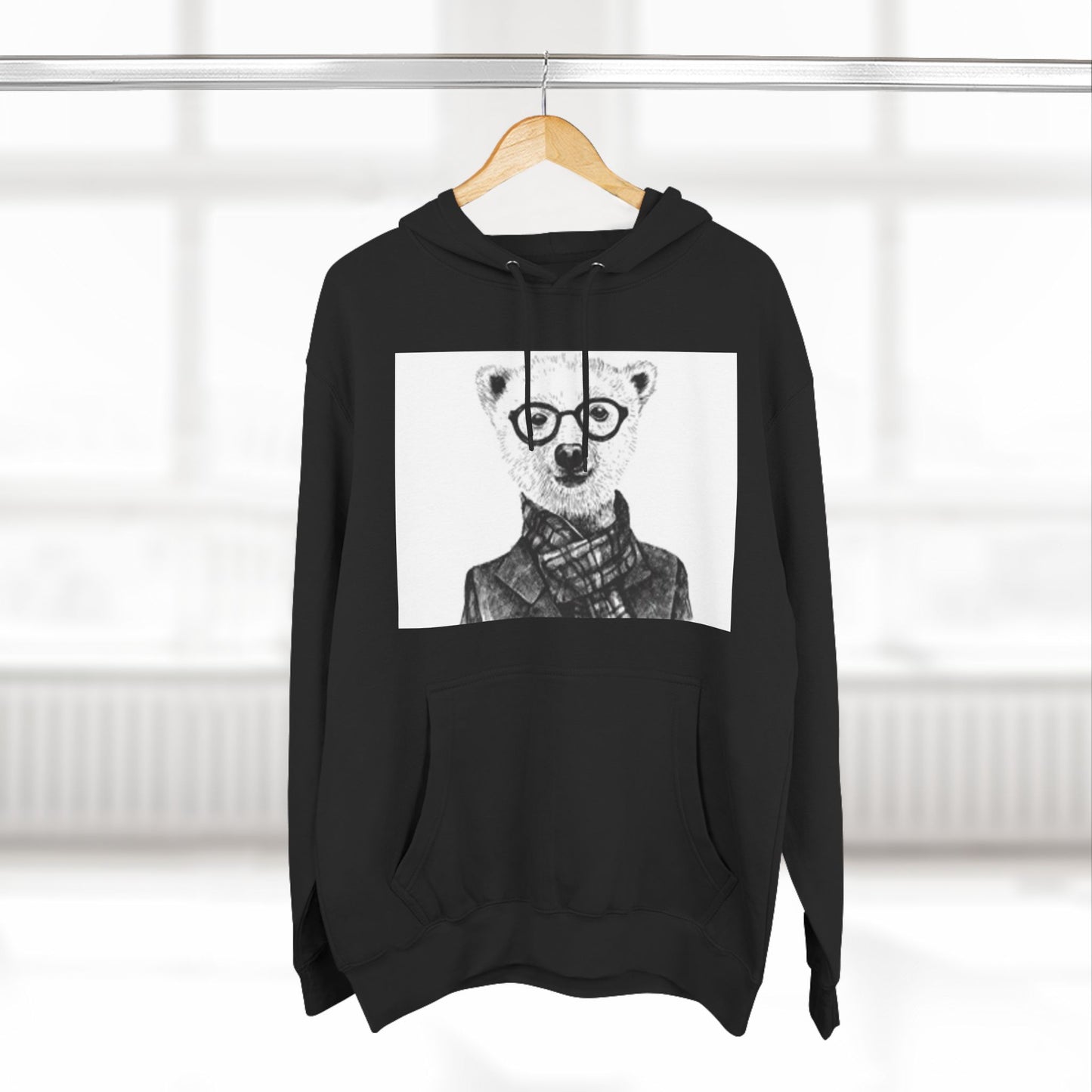 Cute Polar Bear Hoodie - Cozy Fleece with Glasses Design