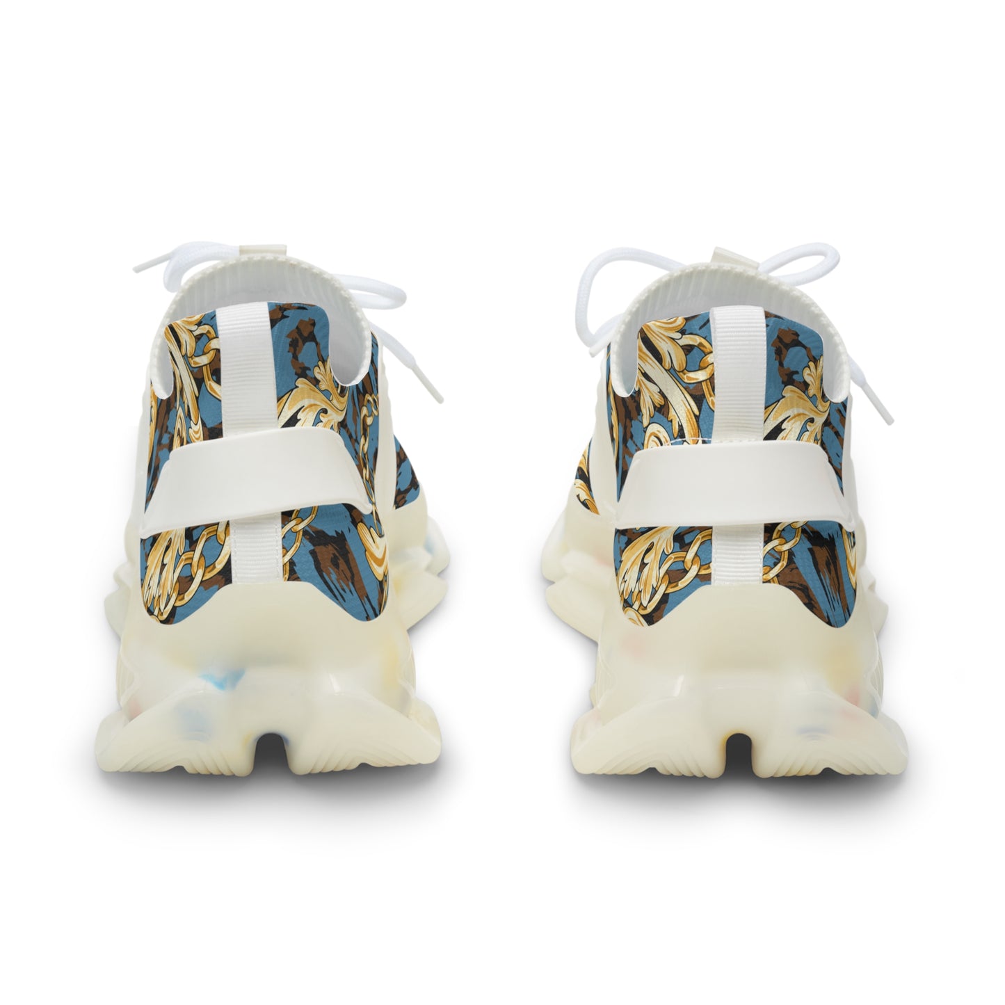 Stylish Men's Mesh Sneakers with Gold Chain Design - Trendy Athletic Footwear