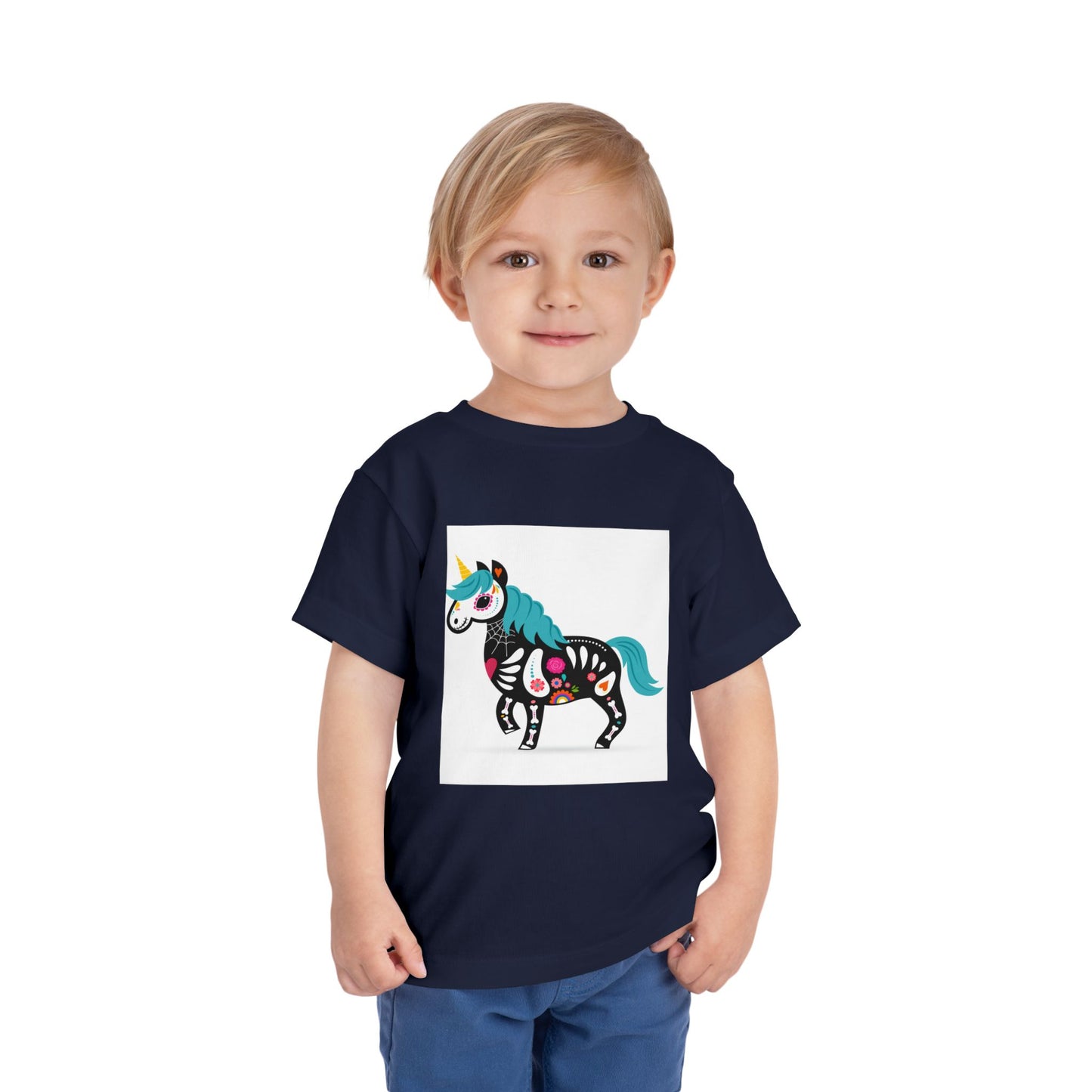 Toddler Skeleton Unicorn Tee - Cute Halloween Short Sleeve Shirt