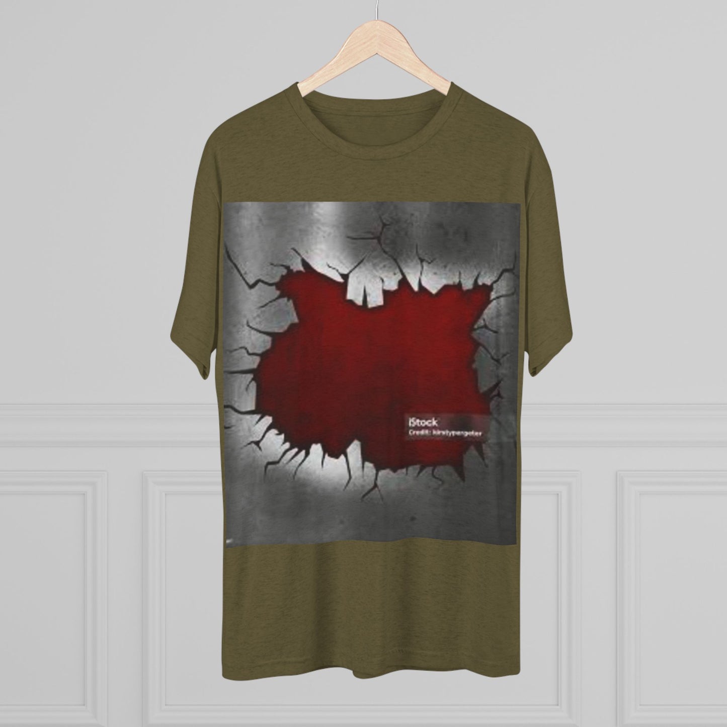Bold Graphic Unisex Tri-Blend Crew Tee - Edgy Cracked Wall Design