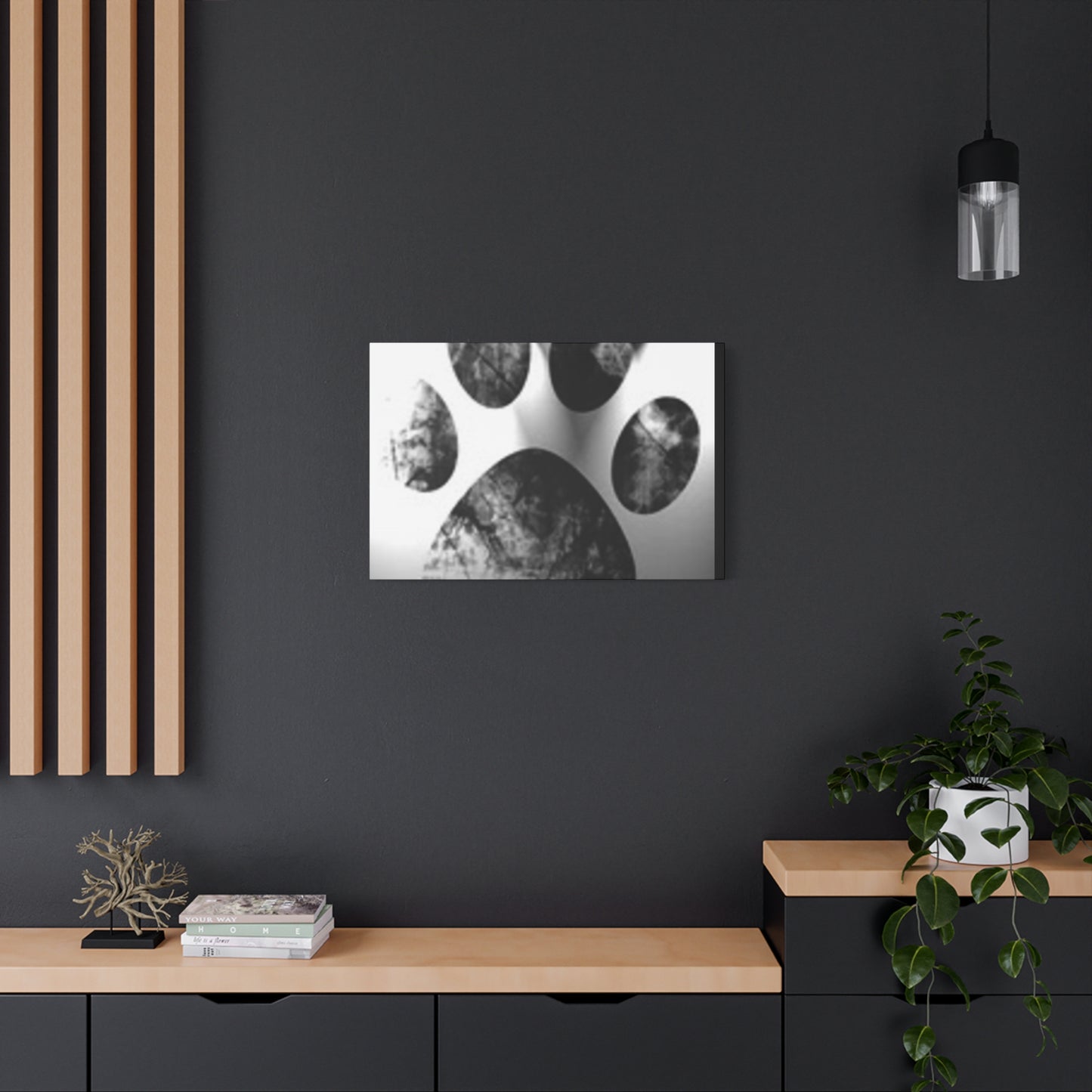 Black Paw Print Canvas Art - Modern Animal Decor for Pet Lovers