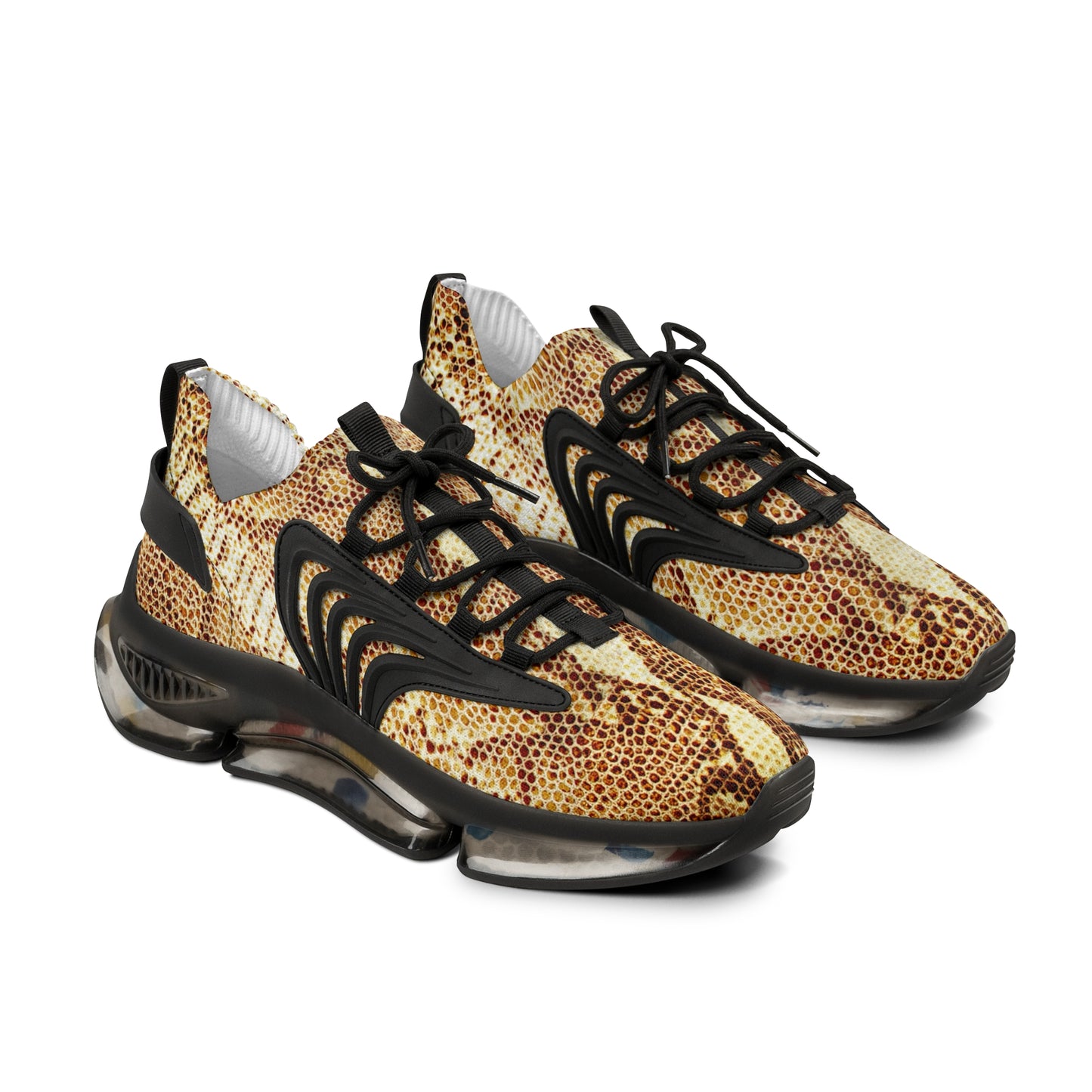 Stylish Men's Mesh Sneakers - Trendy Snake Print Athletic Shoes