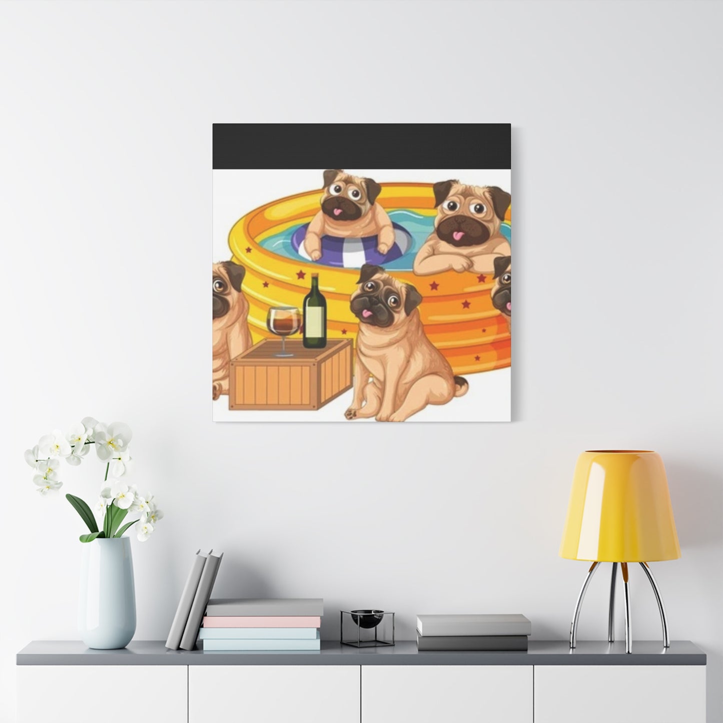 Pug Pool Party Canvas Art - Fun Pet Decor