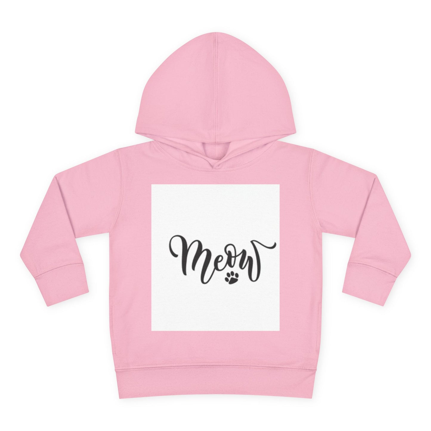 Cute Toddler Pullover Fleece Hoodie - 'Meow' Cat Design