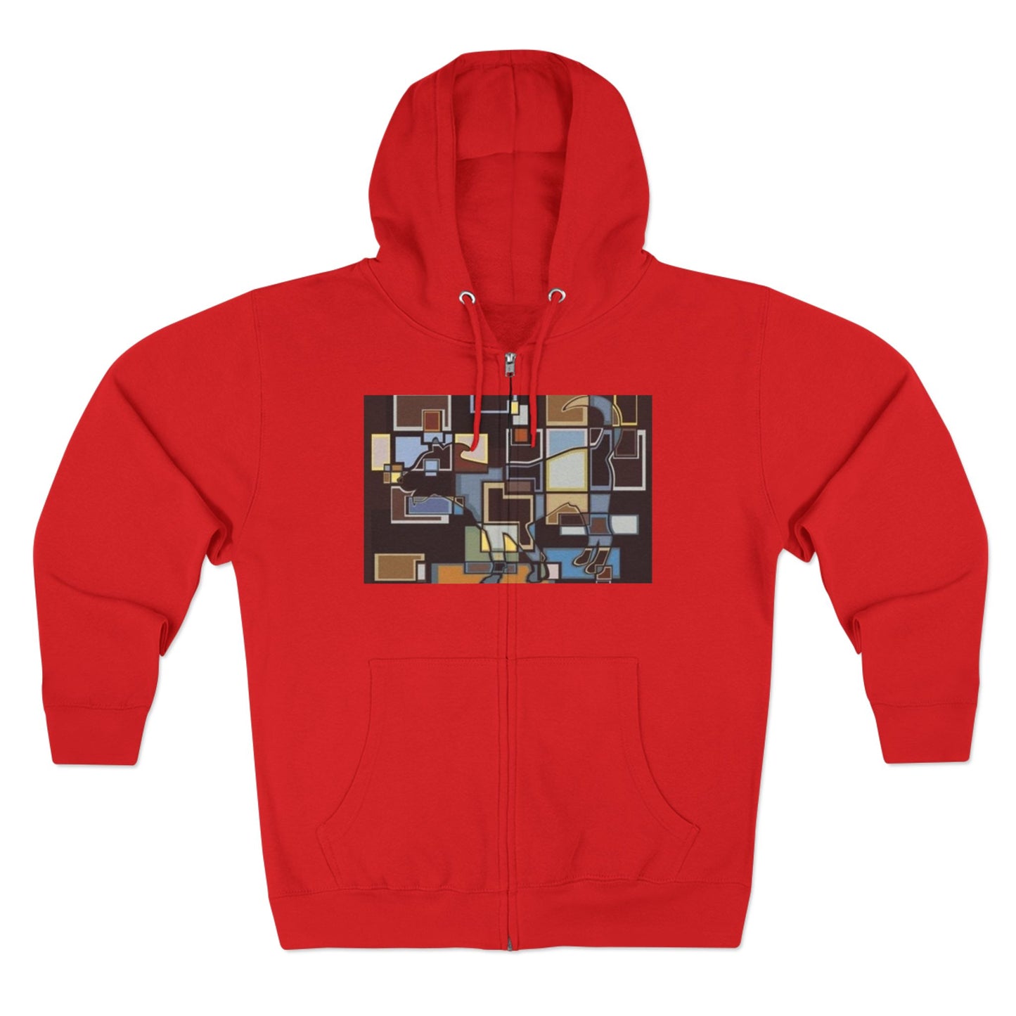 Artistic Unisex Zip Hoodie - Colorful Abstract Design