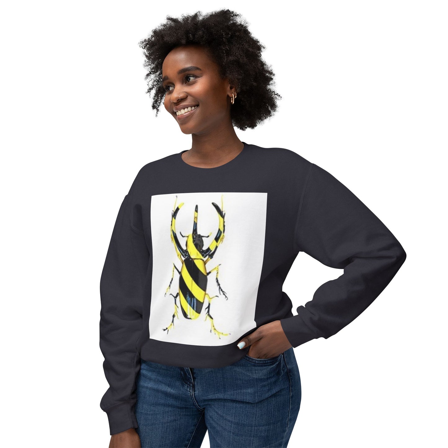 Beetle Stripe Unisex Lightweight Crewneck Sweatshirt - Trendy and Stylish