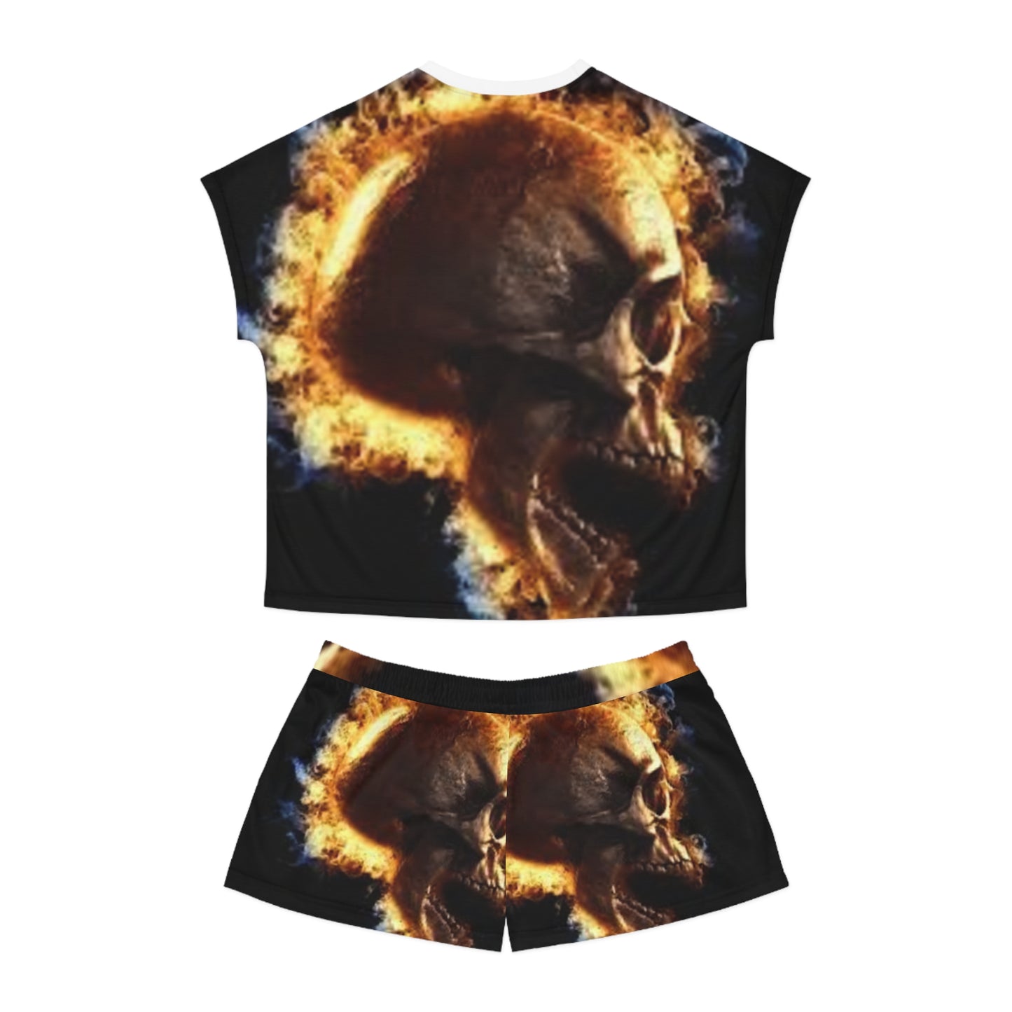 Women's Skull Fire Short Pajama Set - Comfortable Sleepwear