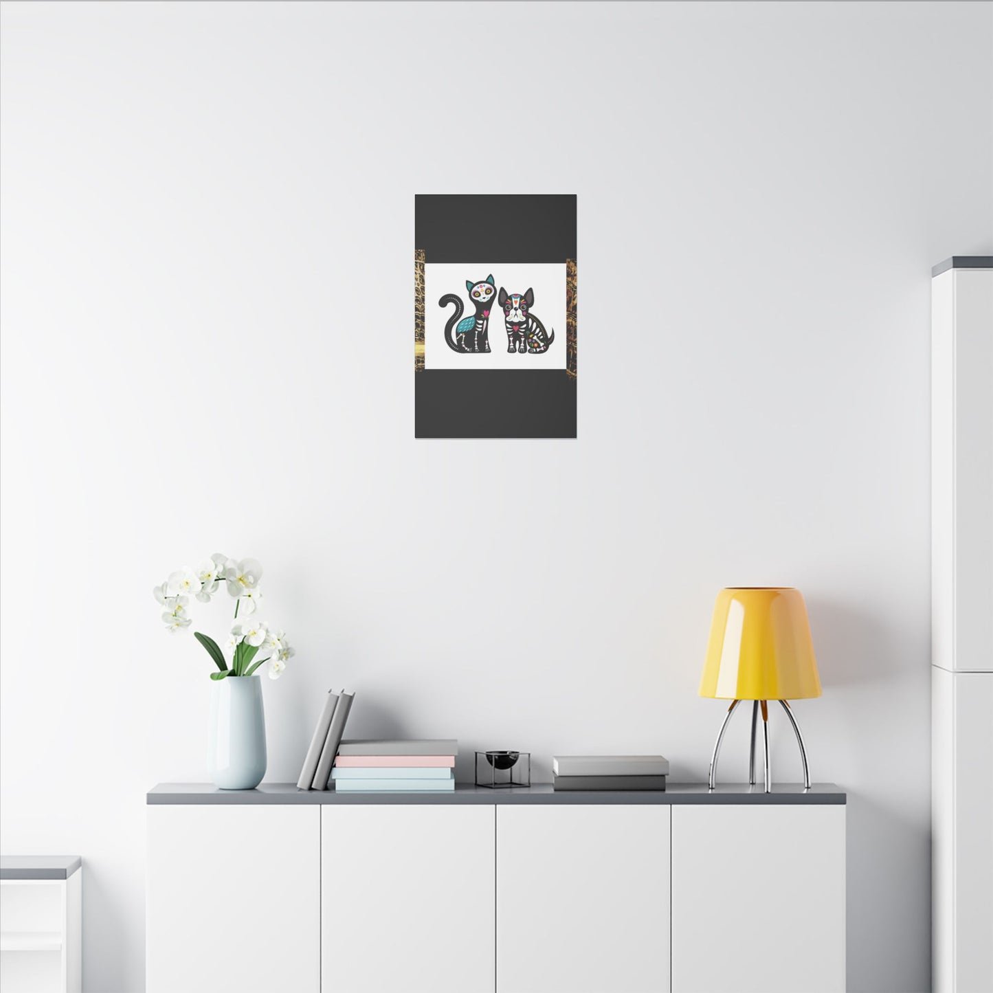Day of the Dead Pet Canvas Art - Colorful Cat and Dog Wall Decor