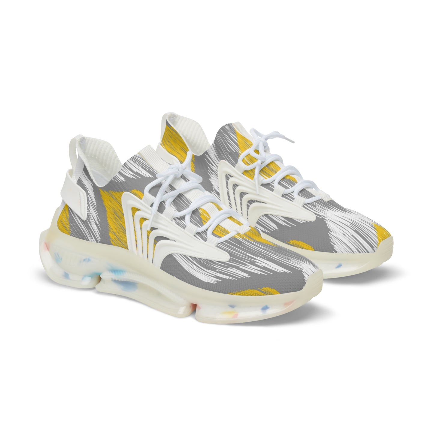 Stylish Men's Mesh Sneakers - Trendy Athletic Shoes with Gray & Yellow Design