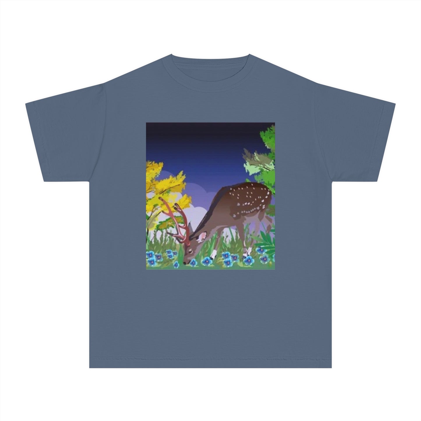 Youth Midweight Tee – Serene Deer in Nature Design