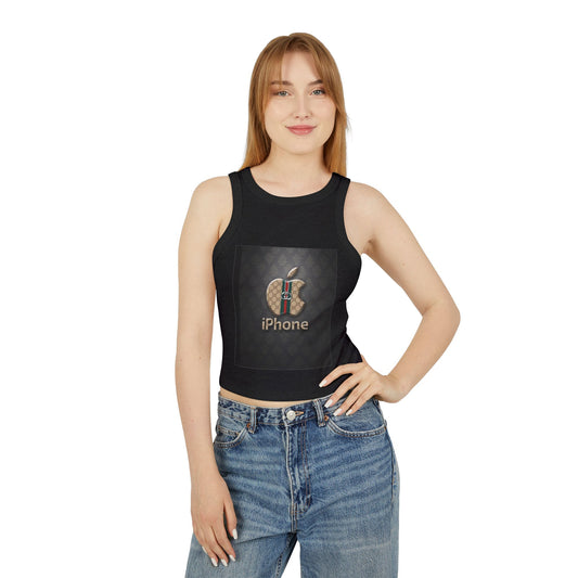 Stylish Women's Micro Rib Racer Tank Top with Logo Design