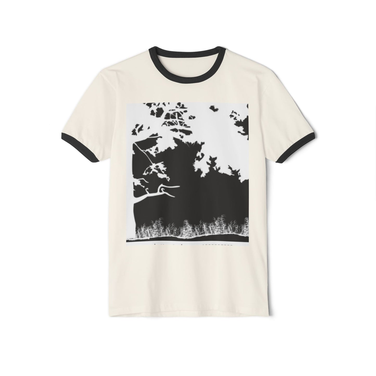 Nature-Inspired Unisex Cotton Ringer T-Shirt - Minimalist Landscape Design