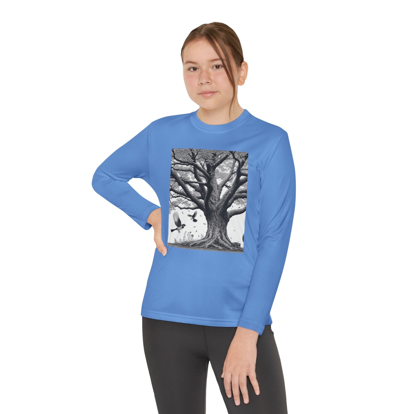 Youth Long Sleeve Tree Graphic Tee - Nature Inspired Design