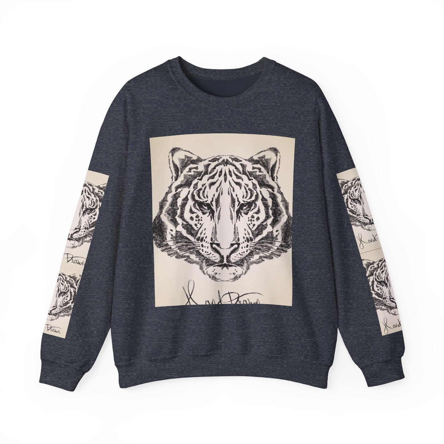 Artistic Tiger Print Crewneck Sweatshirt – Unisex Heavy Blend
