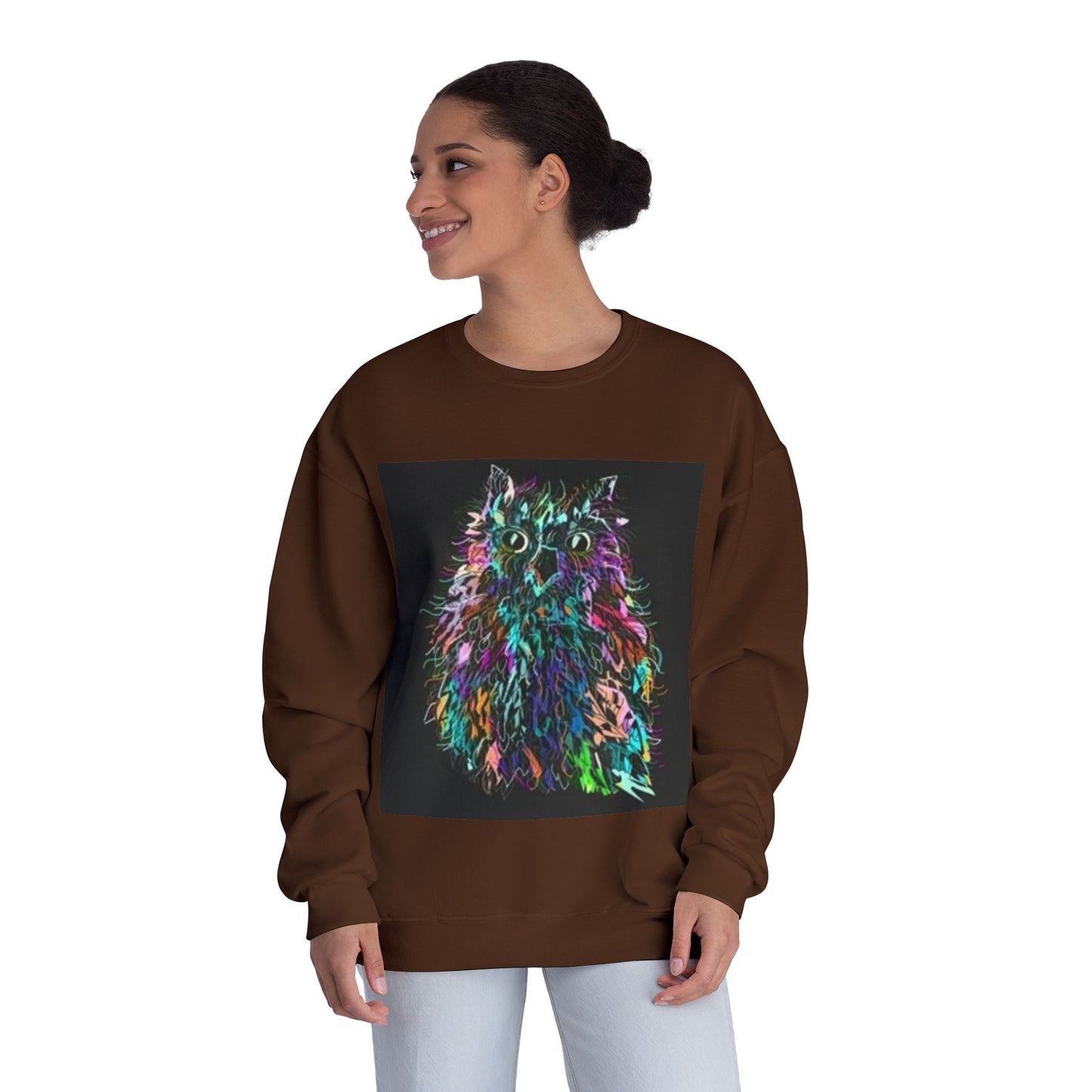 Colorful Cat Graphic Unisex Crewneck Sweatshirt