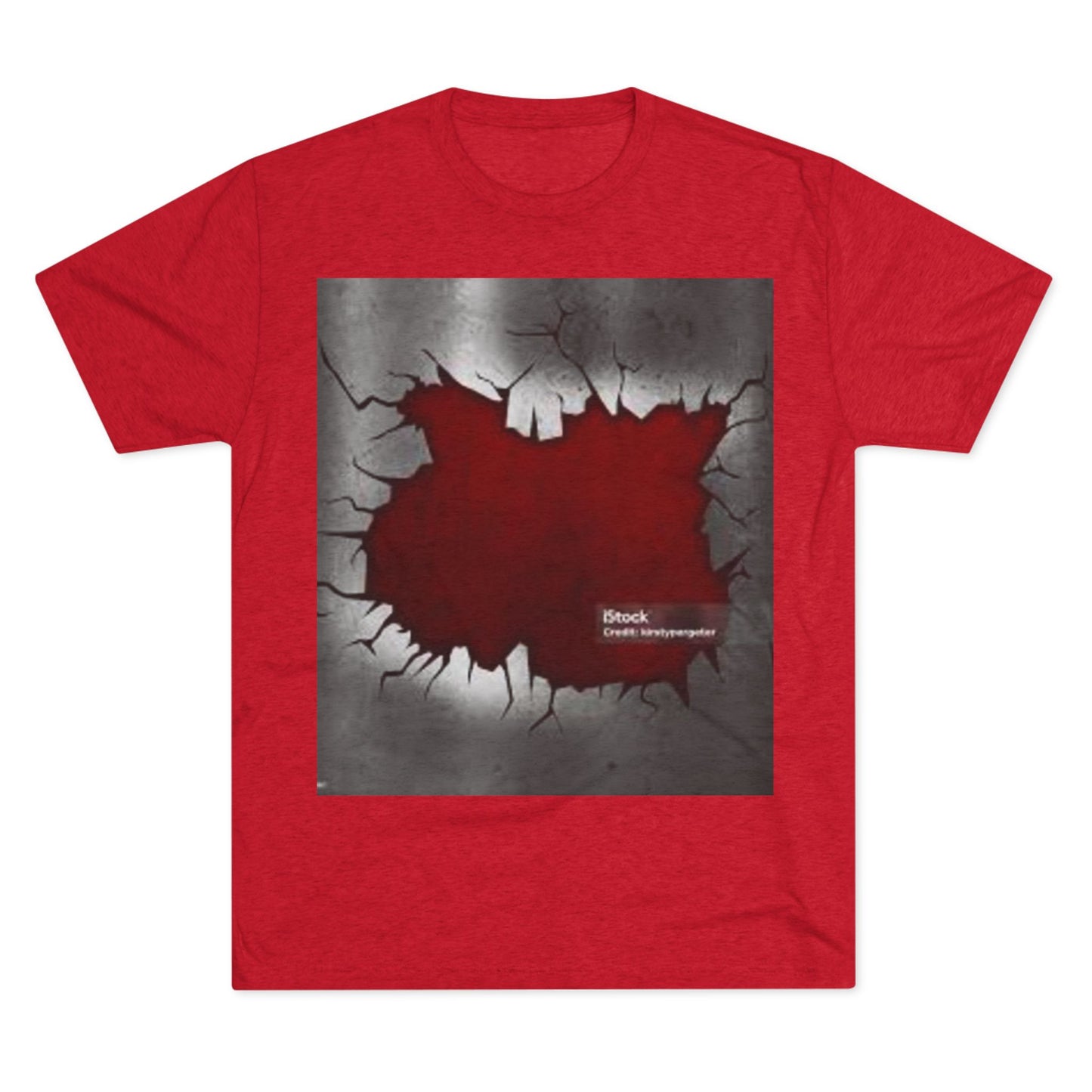 Bold Graphic Unisex Tri-Blend Crew Tee - Edgy Cracked Wall Design