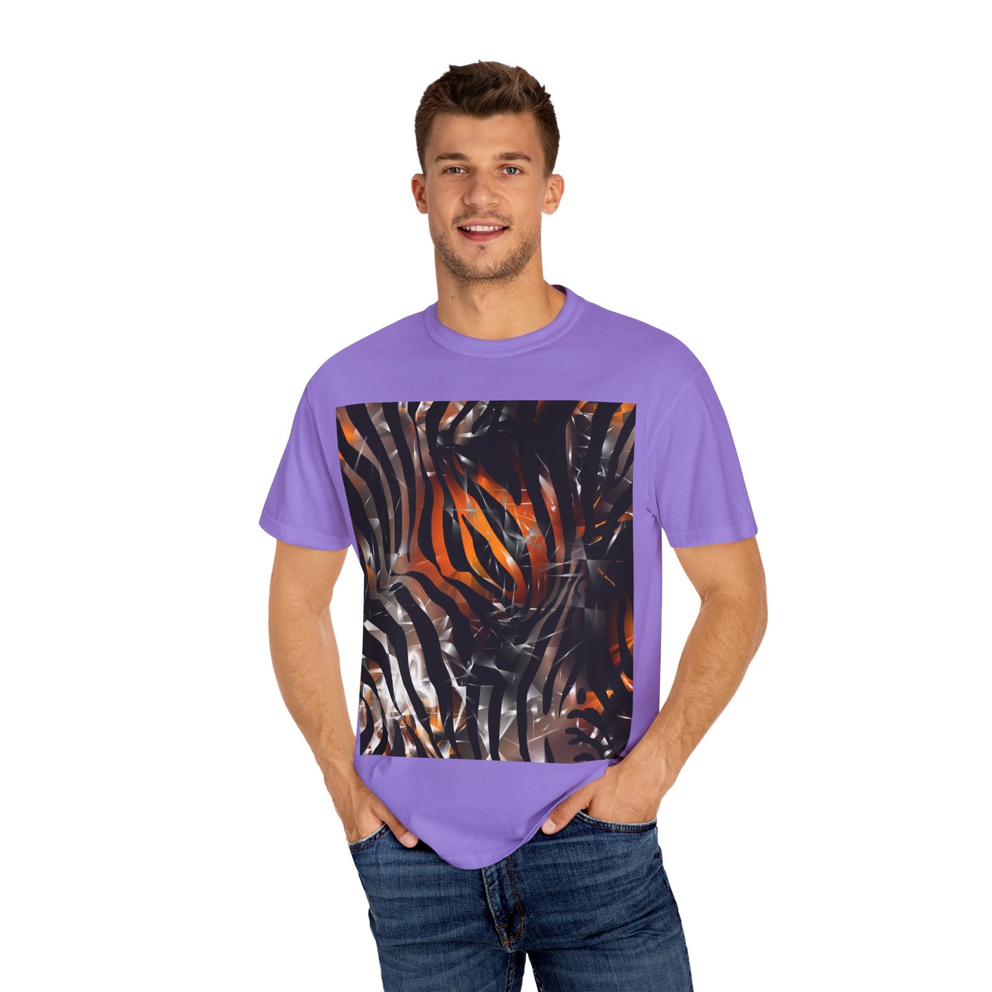Vibrant Jungle Print Unisex Garment-Dyed T-Shirt