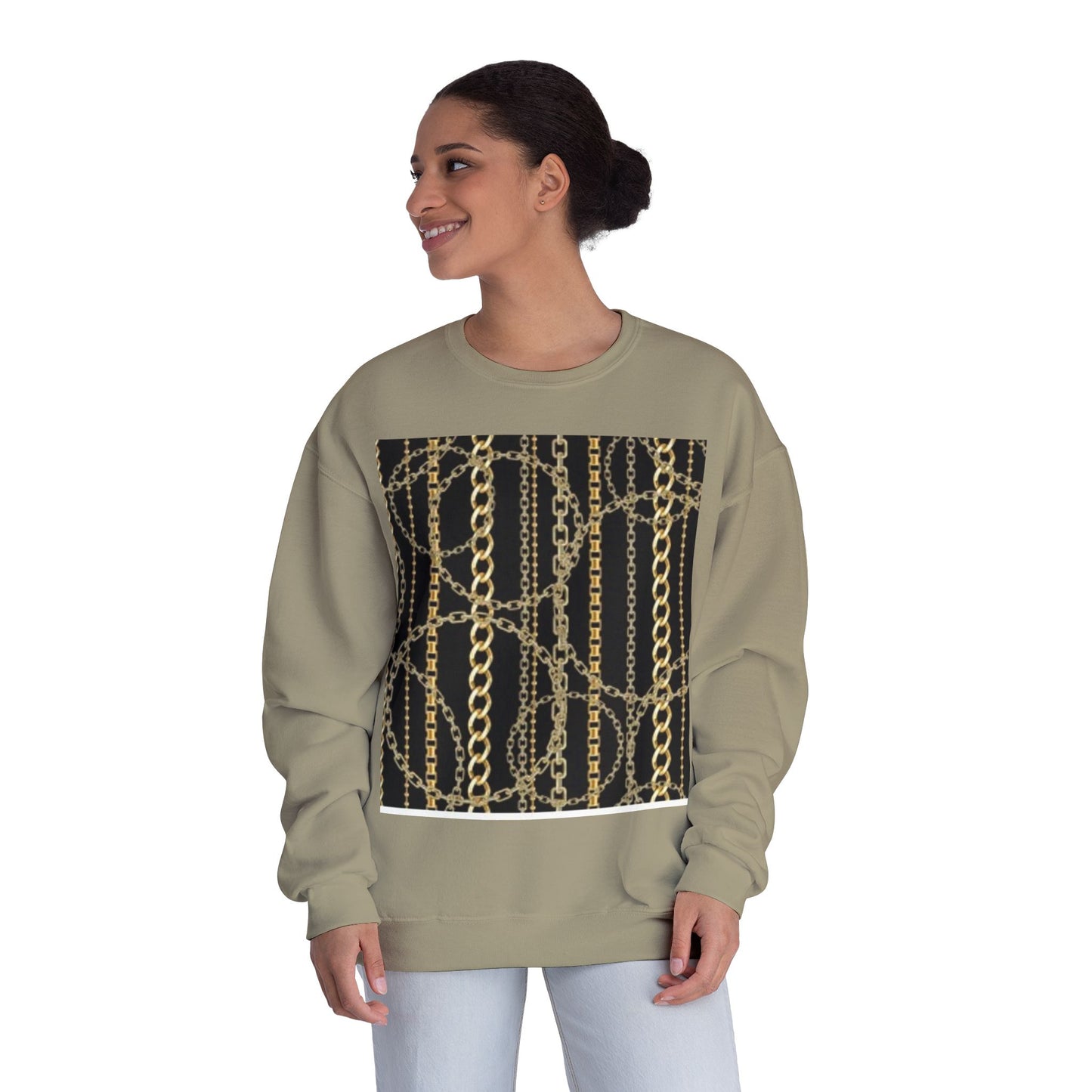 Chic Chain Pattern Unisex Crewneck Sweatshirt - Fashionable & Comfortable